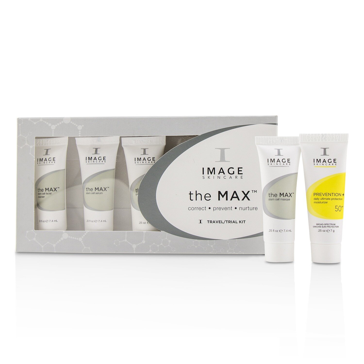 Image The Max Trial Kit: 1x Stem Cell Facial Cleanser 7.4ml/0.25oz + 1x Stem Cell Serum 7.4ml/0.25oz + 1x Stem Cell Creme 7.4ml/0.25oz + 1x Stem Cell Masque 7.4ml/0.25oz + 1x Prevention+ Daily Ultimate Protection Moisturizer SPF50 7g/0.25oz 5pcs