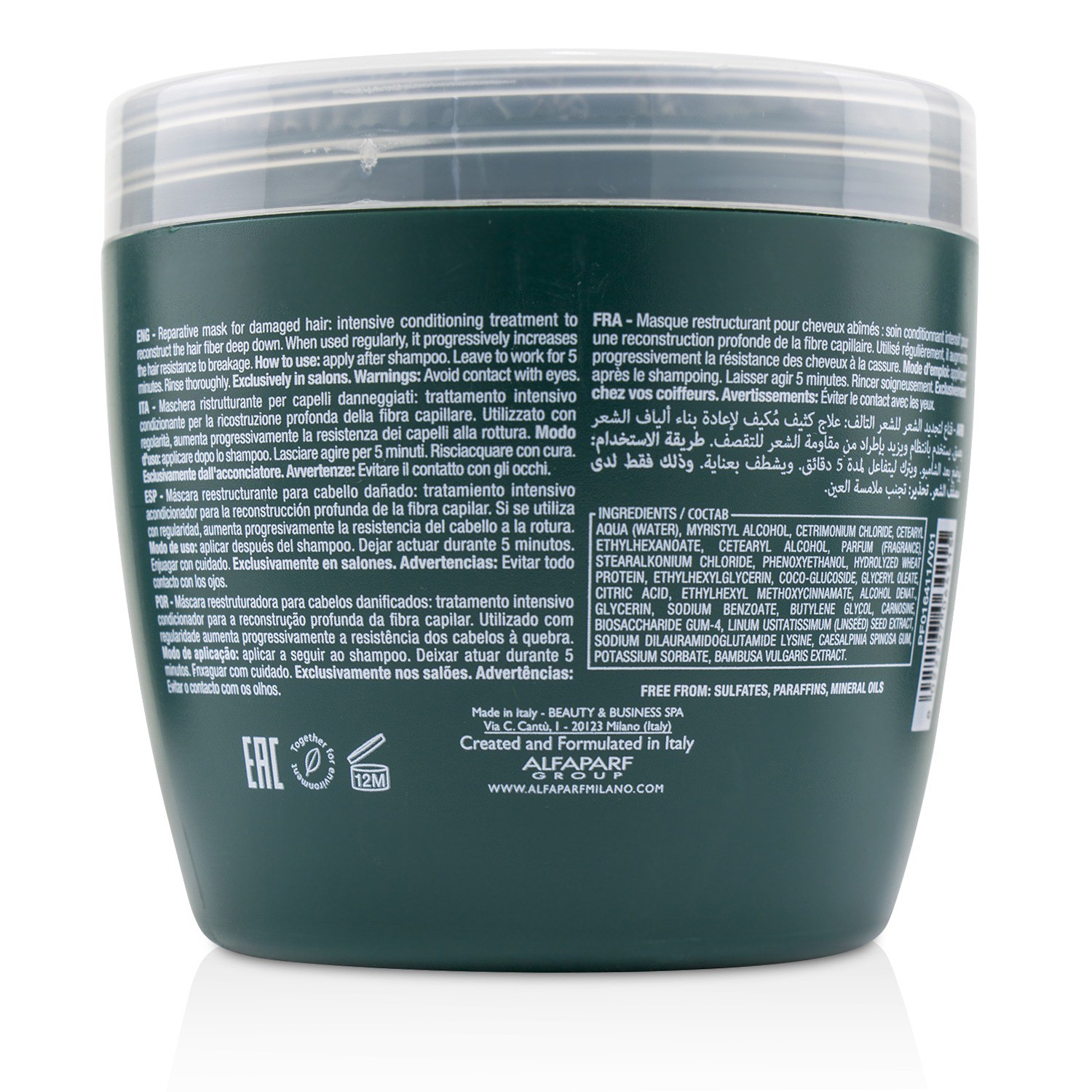 AlfaParf Semi Di Lino Reconstruction Reparative Mask (Damaged Hair) 500ml/17.2oz