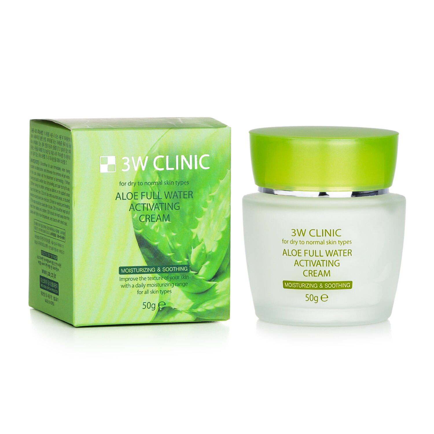 3W Clinic Aloe Full Water Activating Cream - For Dry to Normal Skin Types 50g/1.7oz