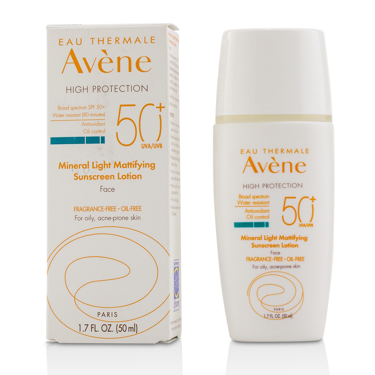 Avene Mineral Light Mattifying Sunscreen Face Lotion SPF 50+ - For Oily, Acne-Prone Skin 50ml/1.7oz