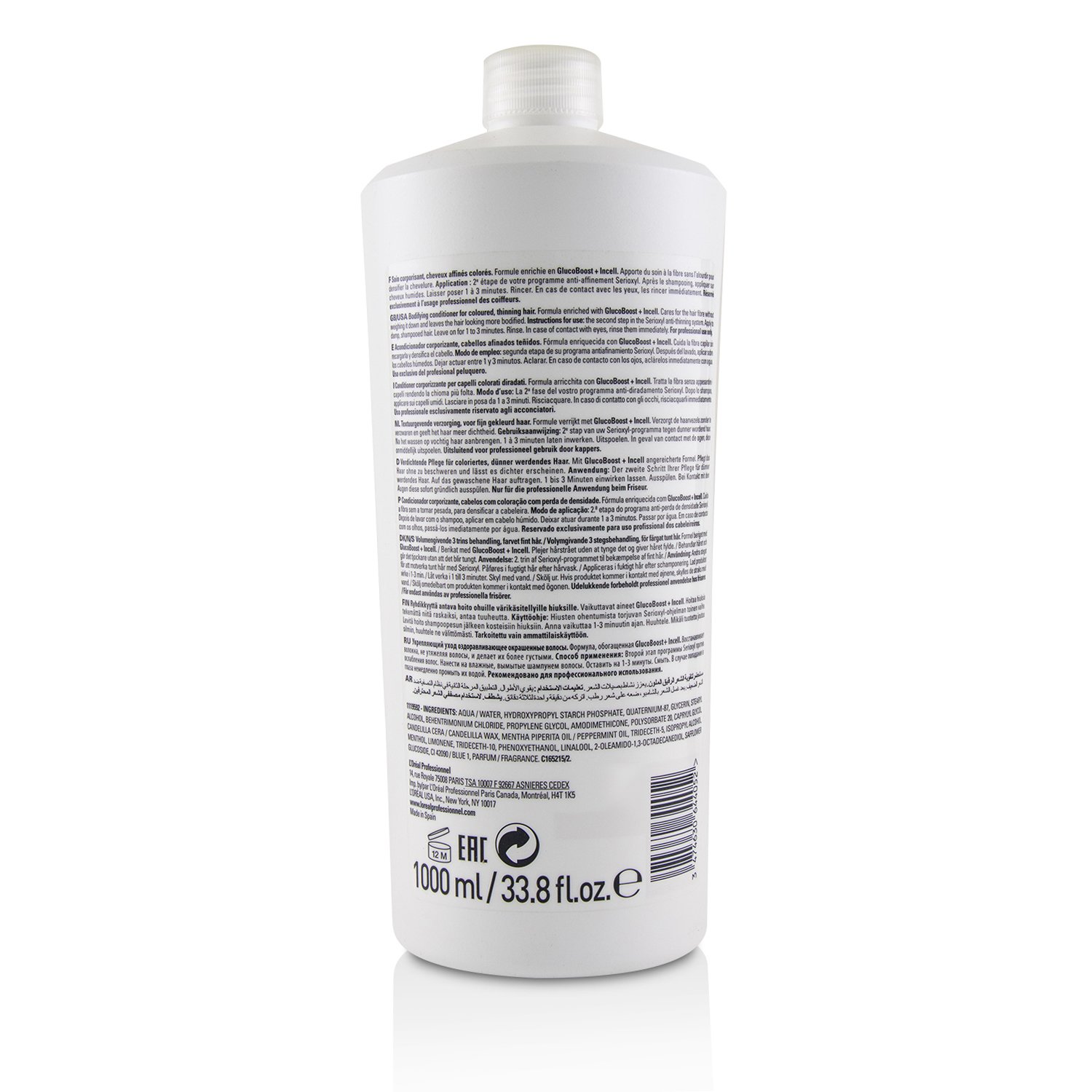 L'Oreal Professionnel Serioxyl GlucoBoost + Incell Bodifying Conditioner (Farget tynt hår) 1000ml/33.8oz