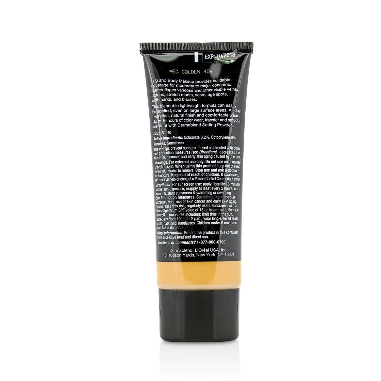 Dermablend Leg and Body Make Up Buildable Liquid Body Foundation Sunscreen Broad Spectrum SPF 25 100ml/3.4oz