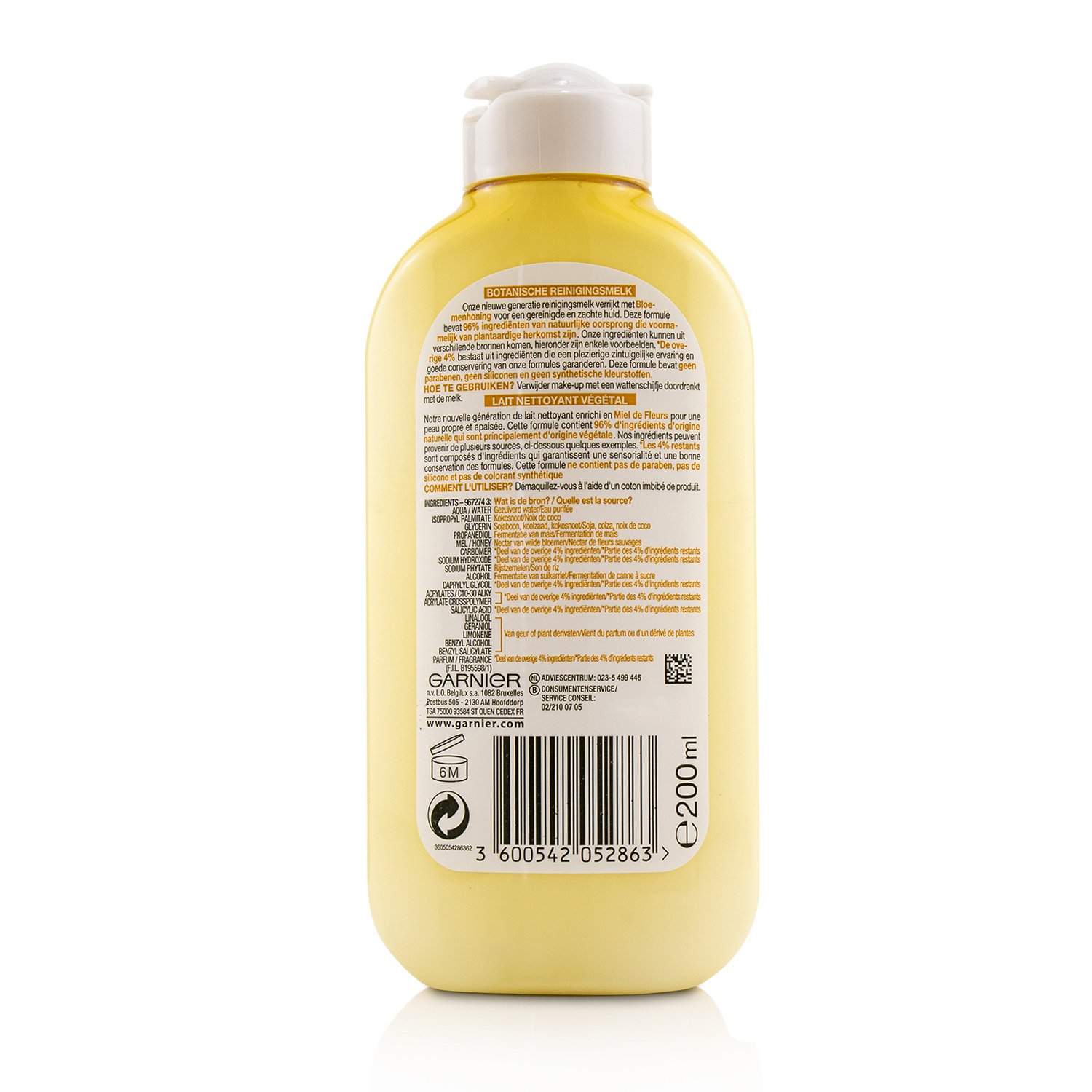 Garnier SkinActive Botanical Leche Limpiadora con Flor de Miel (Probada Dermatológicamente) - Para Piel Seca 200ml/6.7oz