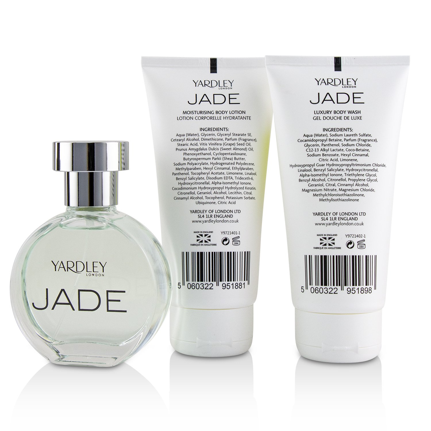 Yardley London Jade Coffret: Eau De Toilette Spray 50ml/1.7oz + Luxury Body Wash 75ml/2.5oz + Moisturising Body Lotion 75ml/2.5oz 3pcs