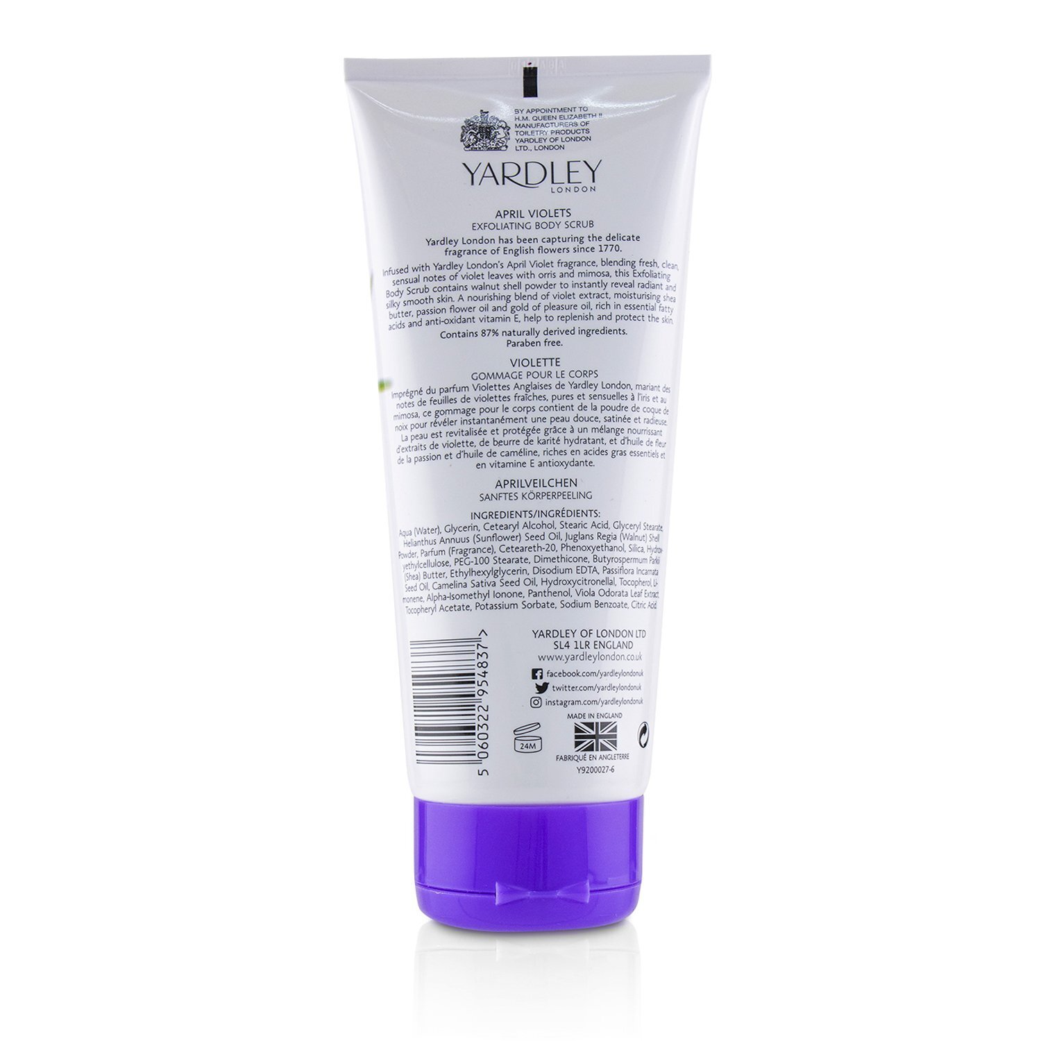 Yardley London منظف فرك لتقشير الجسم April Violets 200ml/6.8oz