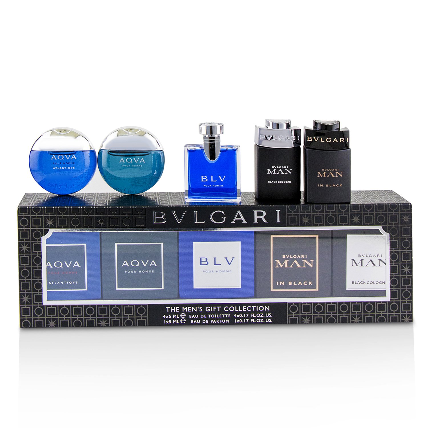 Bvlgari مجموعة مصغرة: Aqva + Aqva Atlantiqve + In Black + كولونيا Black + BLV 5x5ml/0.17oz