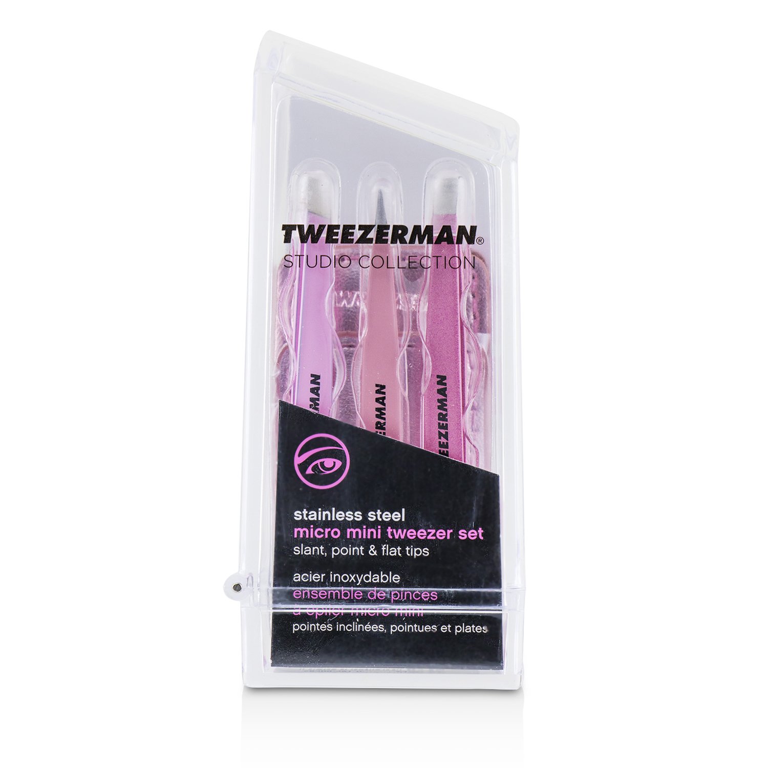 Tweezerman Micro Mini Tweezer Set (Studio Collection) 3pcs+1case