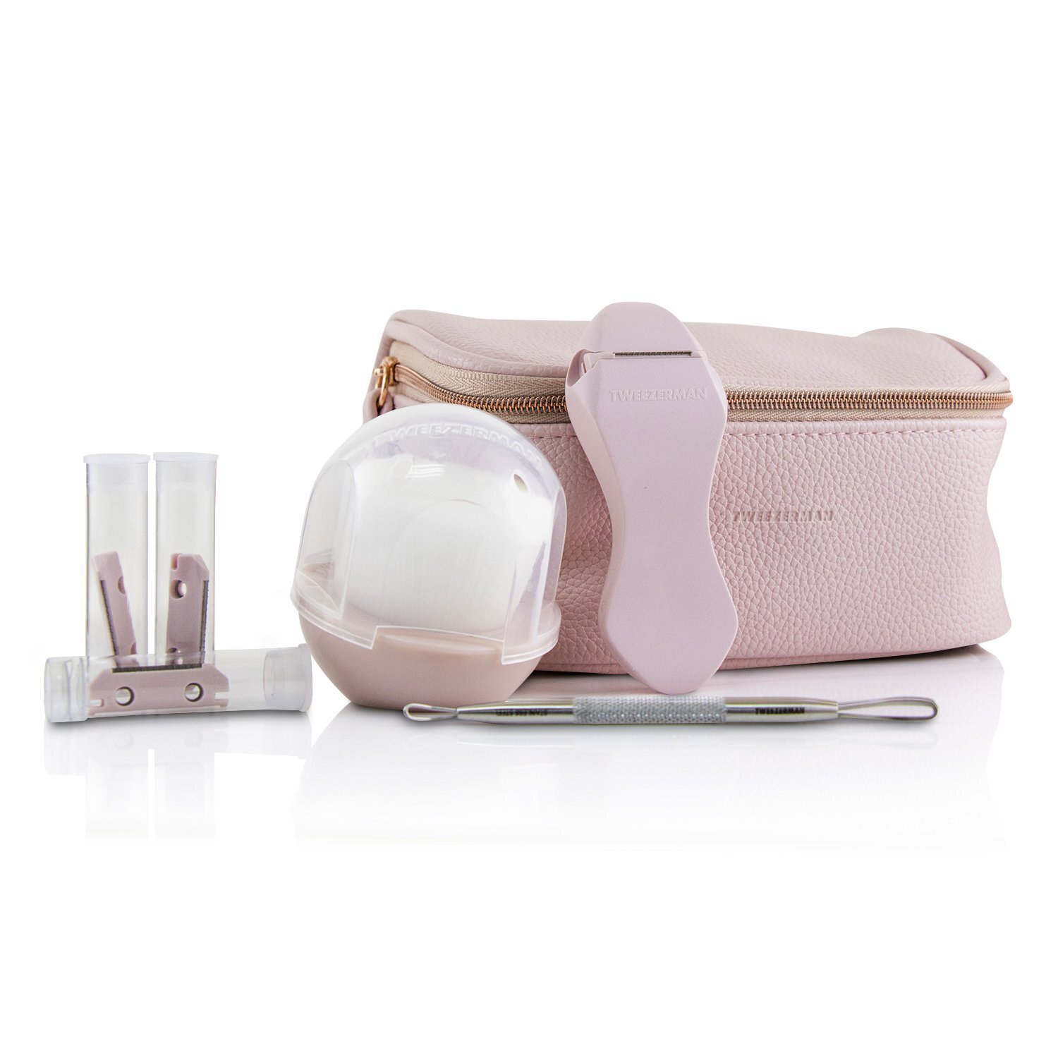 Tweezerman Bright Complexion Prep Set: Complexion Cleansing Brush + Bright Complexion Facial Dermaplaner + No Slip Skincare Tool + Bag 3pcs + 1 Bag