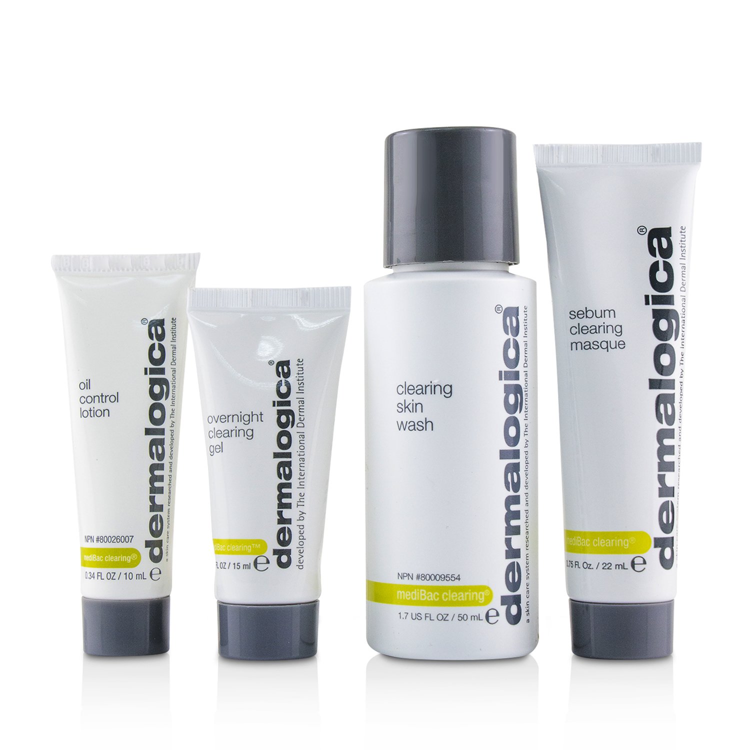 Dermalogica MediBac Очищающий Набор: Средство для Умывания + Очищающая Маска против Жирности + Ночной Очищающий Гель + Лосьон для Контроля Жирности 4pcs