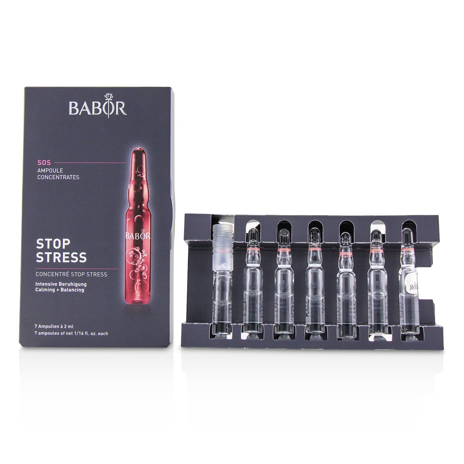 Babor Ampoule Concentrates SOS Stop Stress (Calming + Balancing) - For Stressed & Sensitive Skin 7x2ml/0.06oz