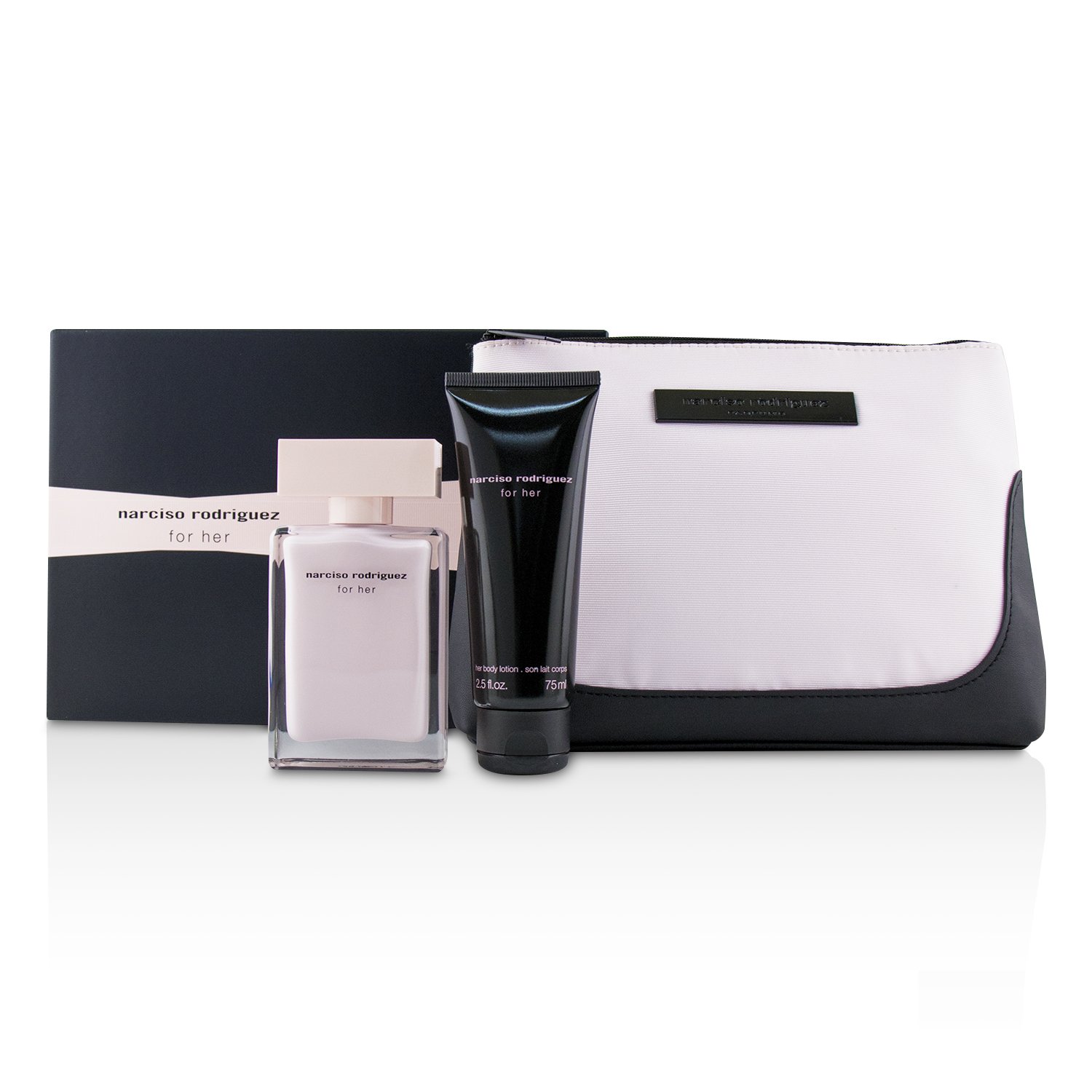 Narciso Rodriguez For Her Coffret: Eau De Parfum Spray 50ml/1.6oz + Her Body Lotion 75ml/2.5oz + Pouch 2pcs+1Pouch