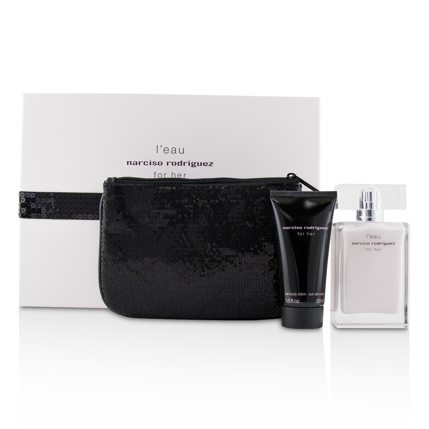 Narciso Rodriguez L'Eau For Her Coffret: Eau De Toilette Spray 50ml/1.6oz + Her Loción Corporal 50ml/1.6oz + Bolsa 2pcs+1Pouch