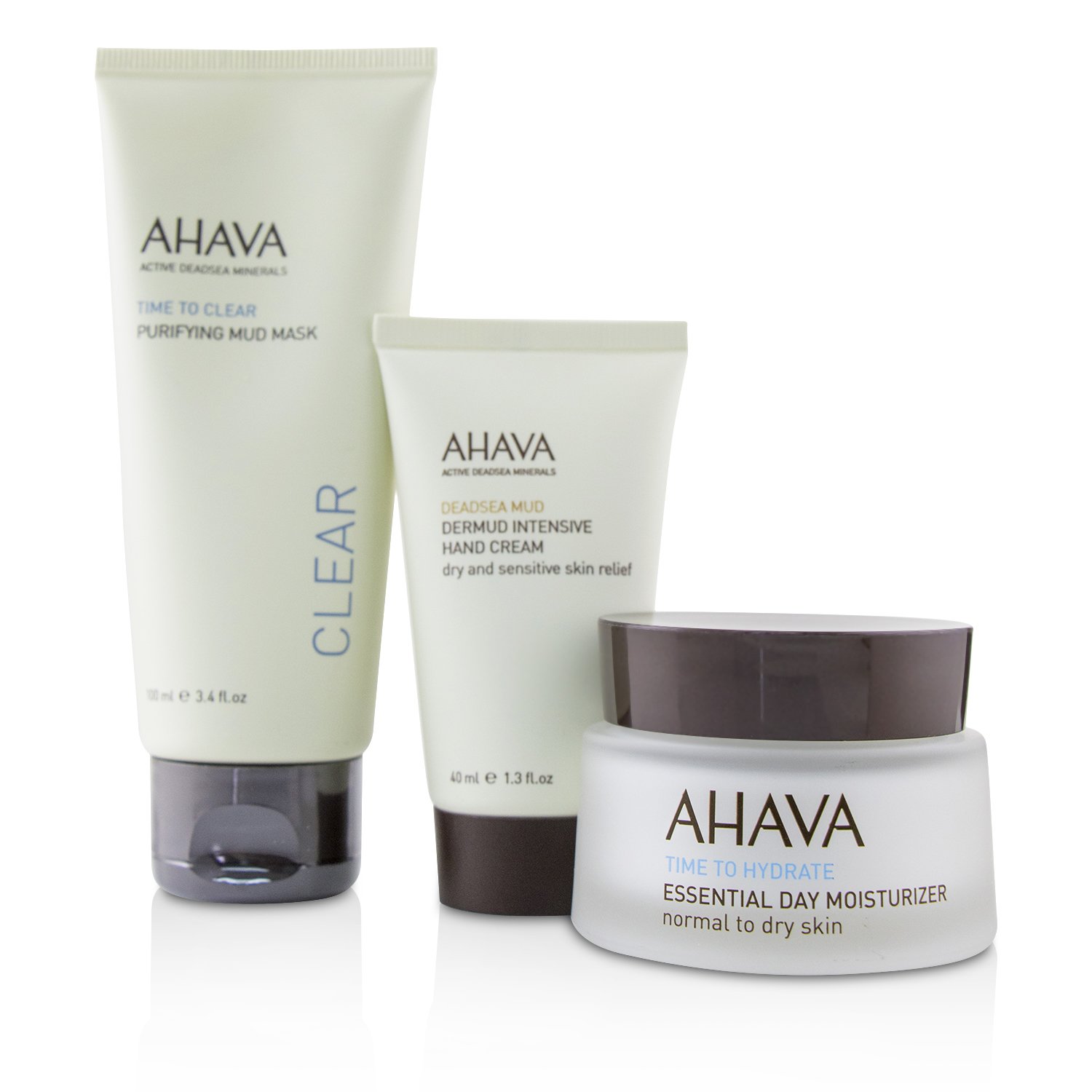 Ahava Elements Of Love Natural Love Essentials: Essential Day Moisturizer + Purifying Mud Mask + Dermud Intensive Hand Cream + Bag 3pcs+1bag