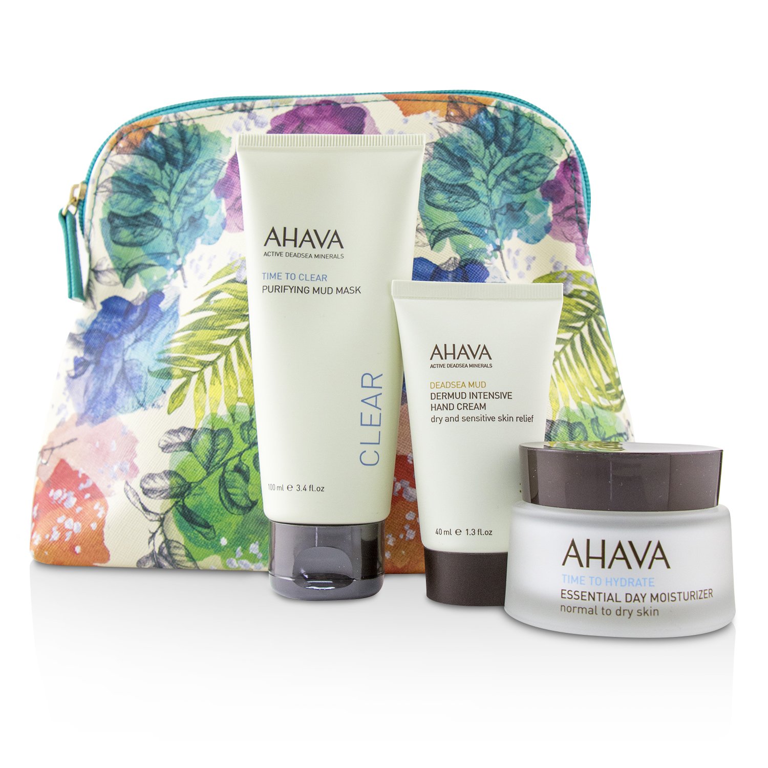 Ahava Elements Of Love Natural Love Essentials: Essential Day Moisturizer + Purifying Mud Mask + Dermud Intensive Hand Cream + Bag 3pcs+1bag