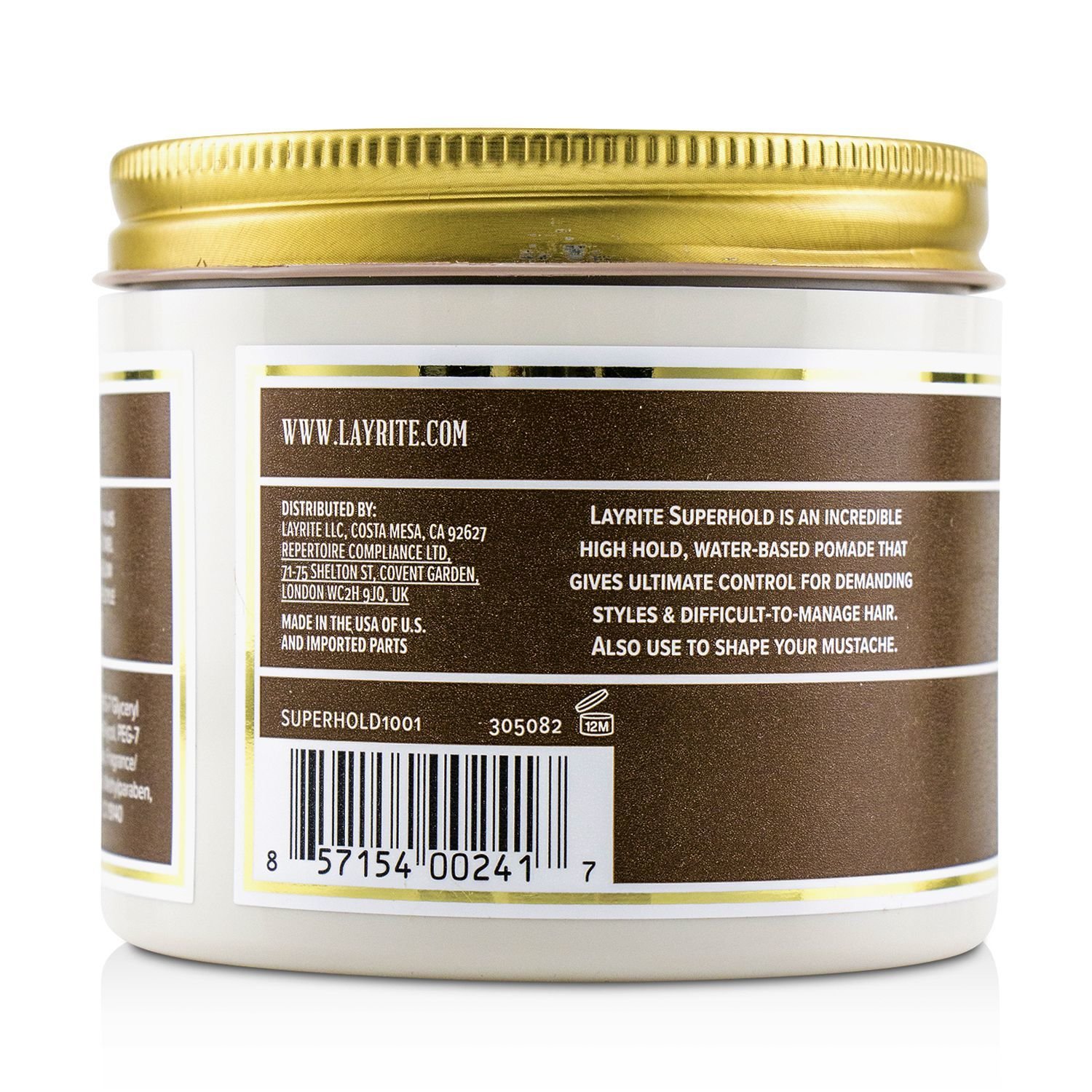 Layrite Superhold Pomade (High Hold, Medium Shine, Water Soluble) 297g/10.5oz