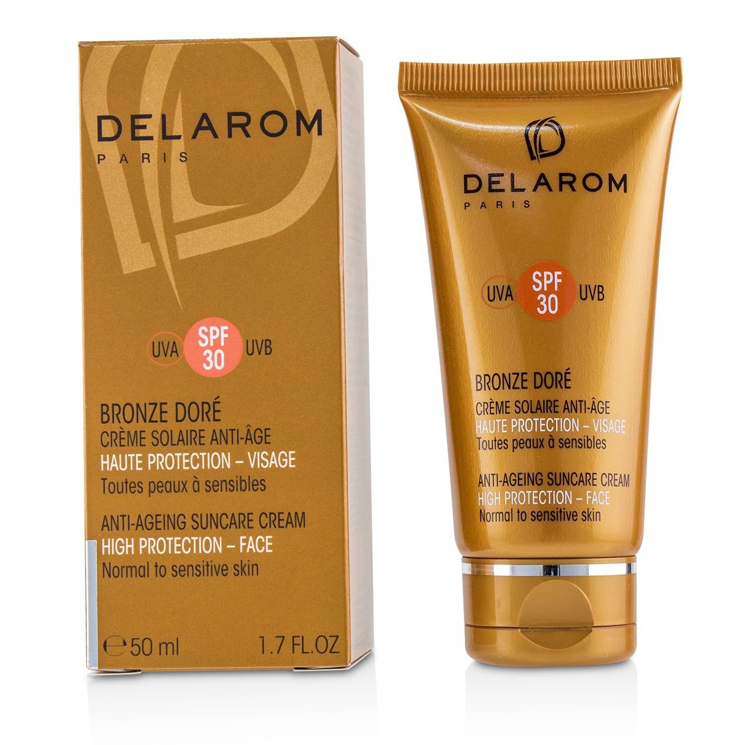 DELAROM Crema Cuidado Solar Facial Anti-Envejecimiento SPF 30 - Para Piel Normal a Sensible 50ml/1.7oz