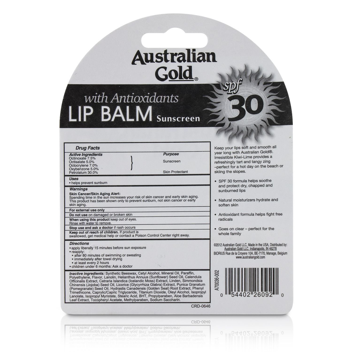 Australian Gold Lip Balm Sunscreen SPF 30 4.2g/0.15oz