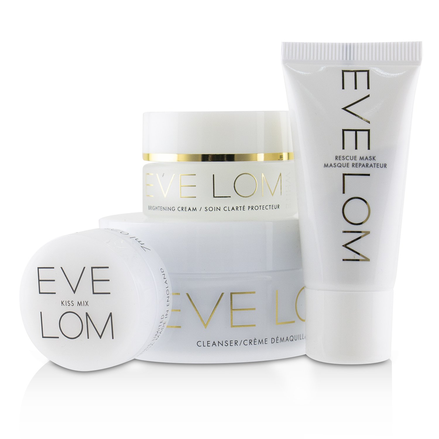 Eve Lom مجموعة The Radiant Ritual: منظف 50مل + ماسك منقذ 15مل + كريم مفتح 10مل + Kiss Mix 7مل 4pcs