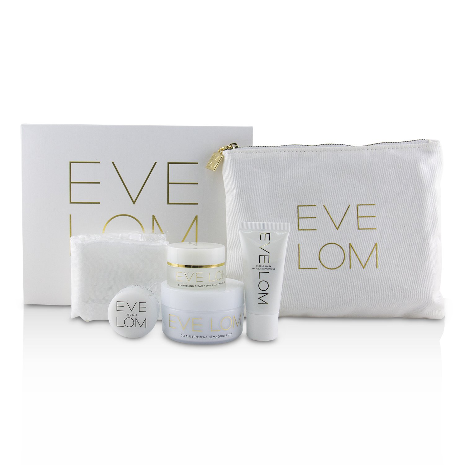 Eve Lom مجموعة The Radiant Ritual: منظف 50مل + ماسك منقذ 15مل + كريم مفتح 10مل + Kiss Mix 7مل 4pcs