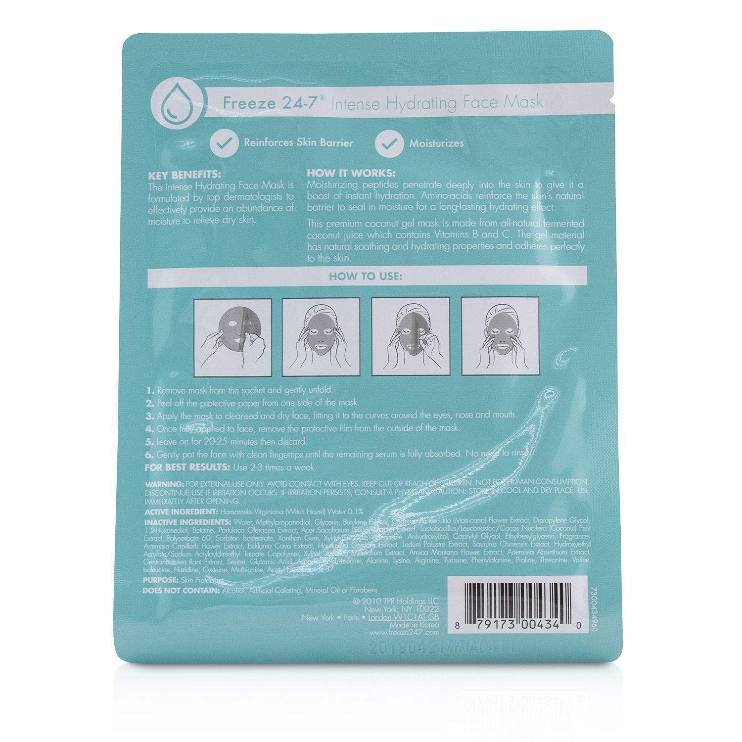 Freeze 24/7 Mascarilla Facial Hidratante Intensa 8sheets