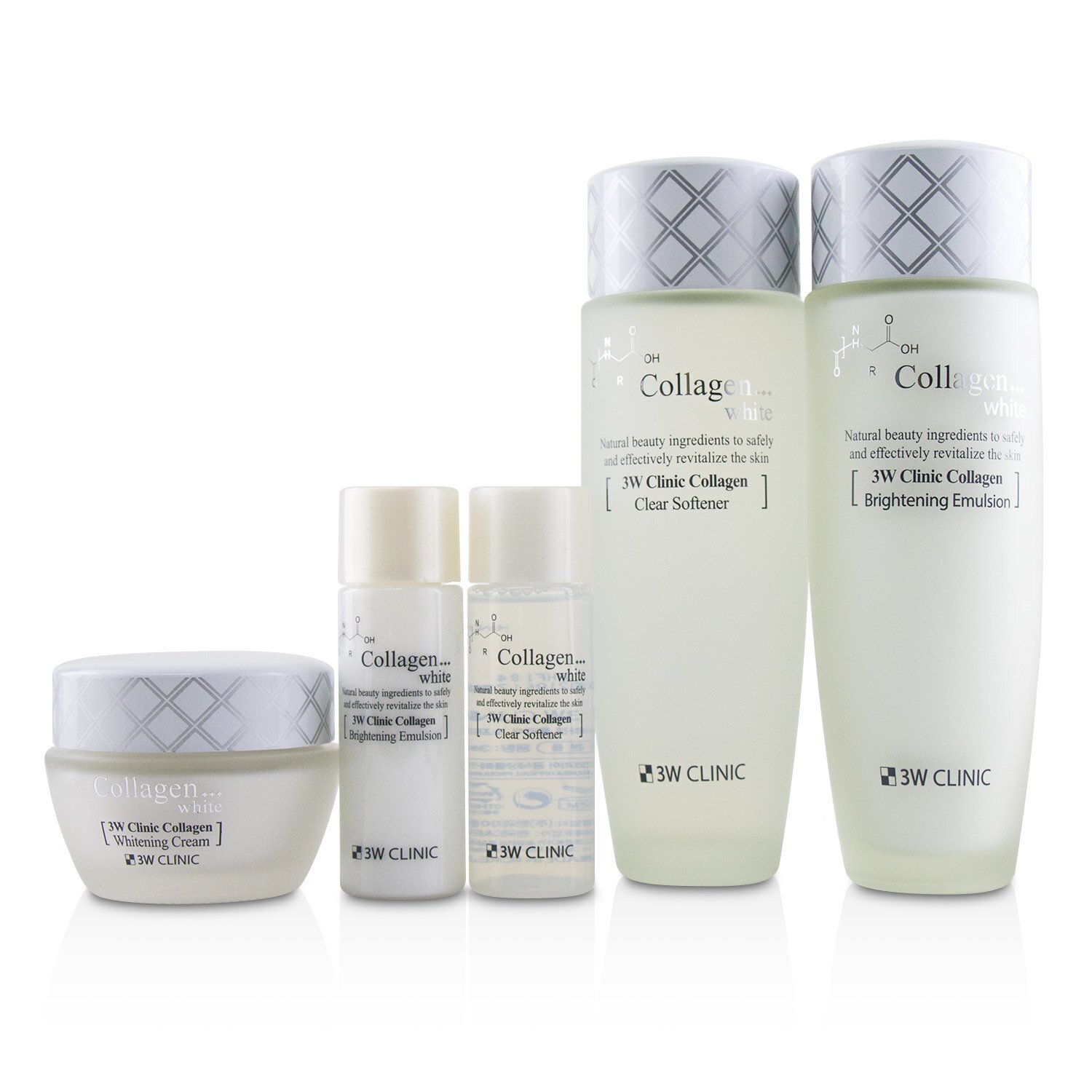 3W Clinic 3W Clinic Collagen White Skin Care Set: Softener 150ml + Emulsion 150ml + Cream 60ml + Softener 30ml + Emulsion 30ml 5pcs