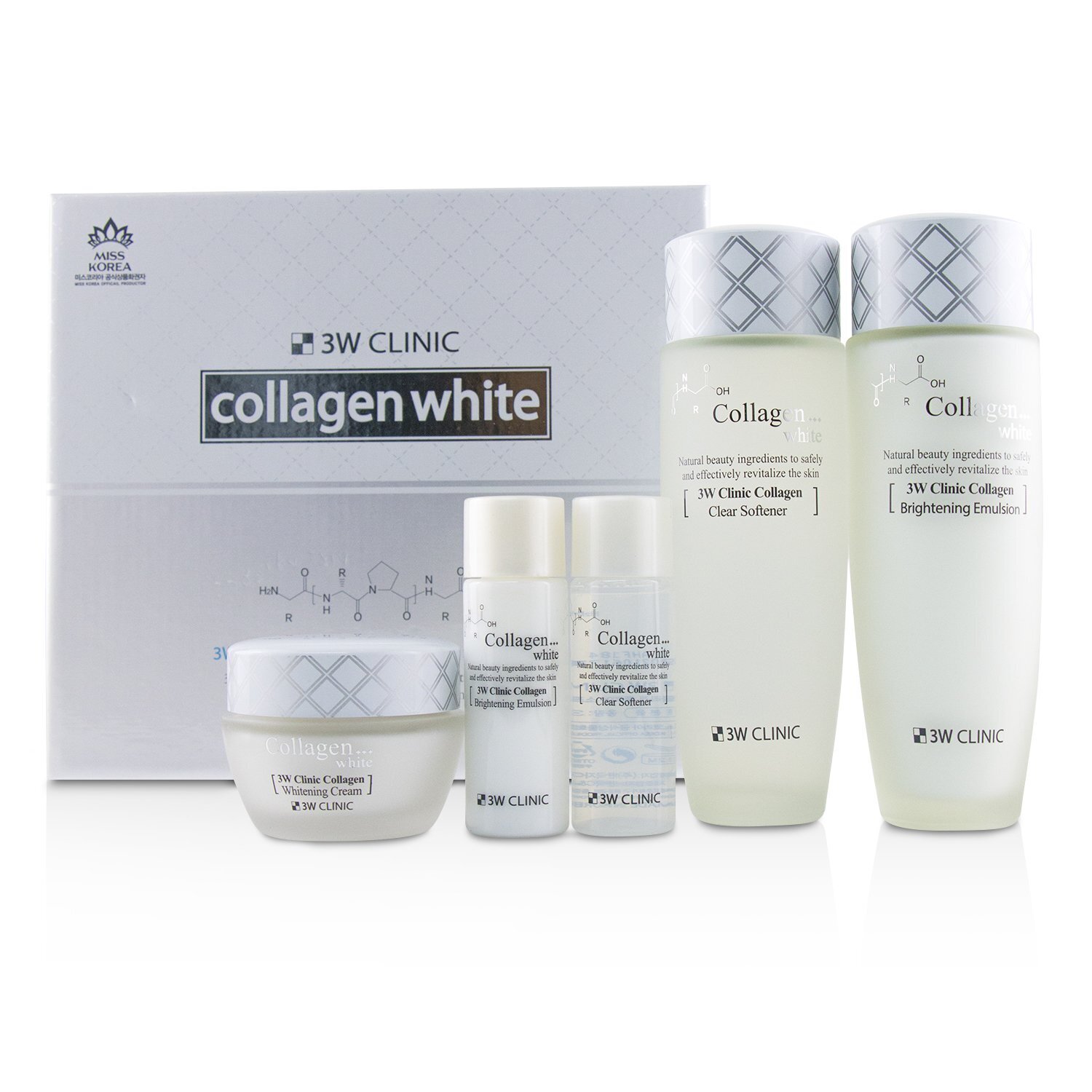 3W Clinic 3W Clinic Collagen White Skin Care Set: Softener 150ml + Emulsion 150ml + Cream 60ml + Softener 30ml + Emulsion 30ml 5pcs