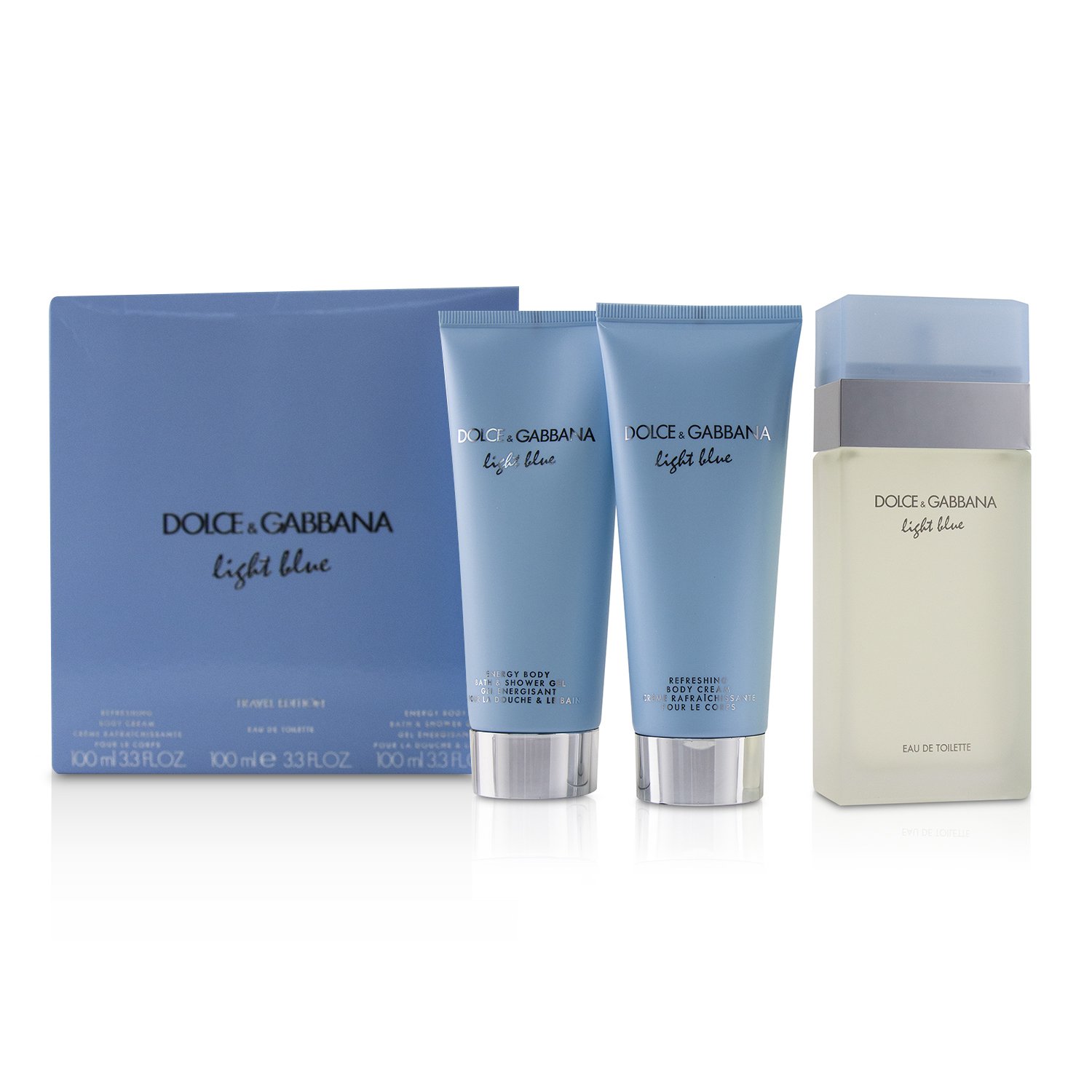 Dolce & Gabbana Light Blue Coffret: Eau De Toilette Spray 100ml/3.3oz + Crema Corporal 100ml/3.3oz + Gel de Ducha & Cuerpo 100ml/3.3oz 3pcs