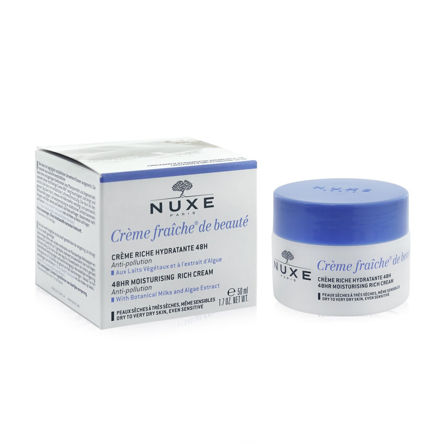 Nuxe Creme Fraiche De Beaute Crema Hidratante Rica por 48HR - Para Piel Seca a Muy Seca, Incluso Sensible 50ml/1.7oz