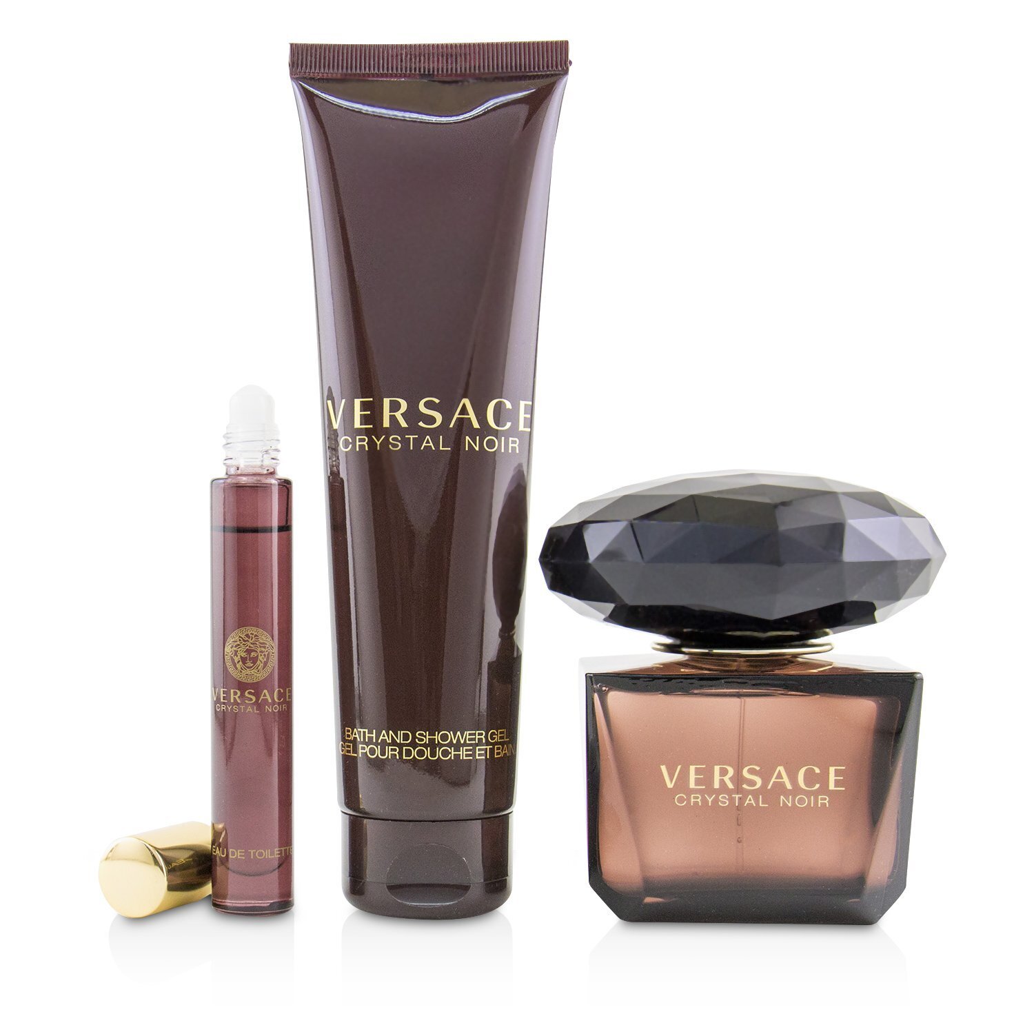 Versace Crystal Noir Coffret: Eau De Toilette Spray 90ml/3oz + Bath & Shower Gel 150ml/5oz + Eau De Toilette Roller Ball 10ml/0.3oz 3pcs