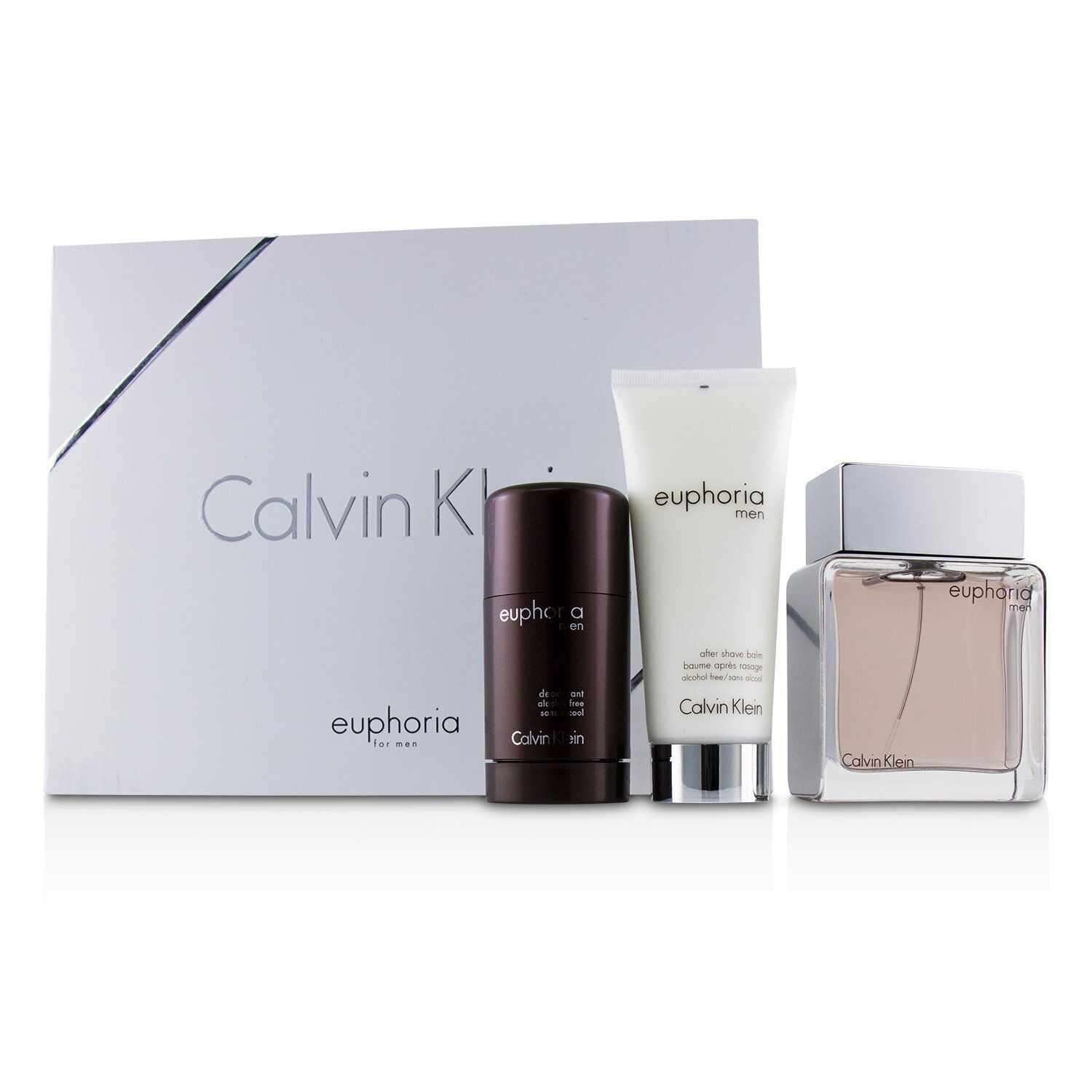 Calvin Klein مجموعة Euphoria Men: ماء تواليت سبراي 100مل/3.4 أوقية + إصبع مزيل تعرق 75 جرام/2.6 أوقية + بلسم بعد الحلاقة 100مل/3.4 أوقية 3pcs