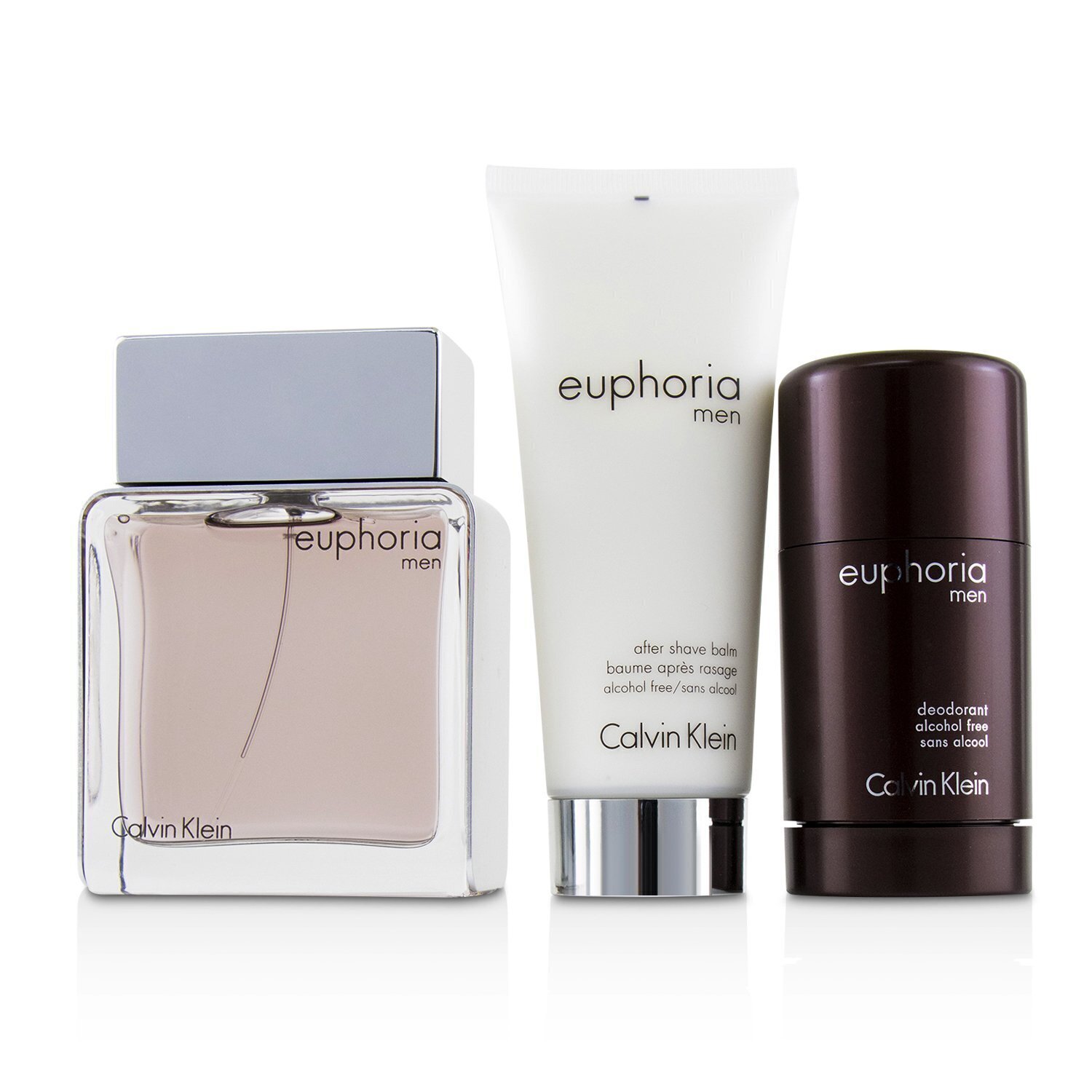 Calvin Klein مجموعة Euphoria Men: ماء تواليت سبراي 100مل/3.4 أوقية + إصبع مزيل تعرق 75 جرام/2.6 أوقية + بلسم بعد الحلاقة 100مل/3.4 أوقية 3pcs