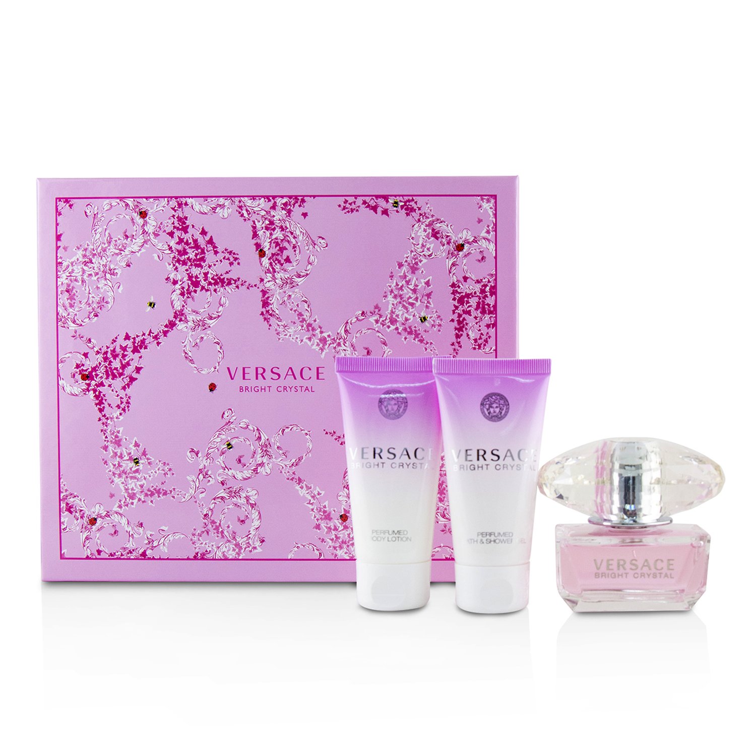 Versace 凡賽斯 香戀水晶女香組合Bright Crystal Coffret:淡香水50ml+乳液50ml+沐浴膠50ml 3pcs