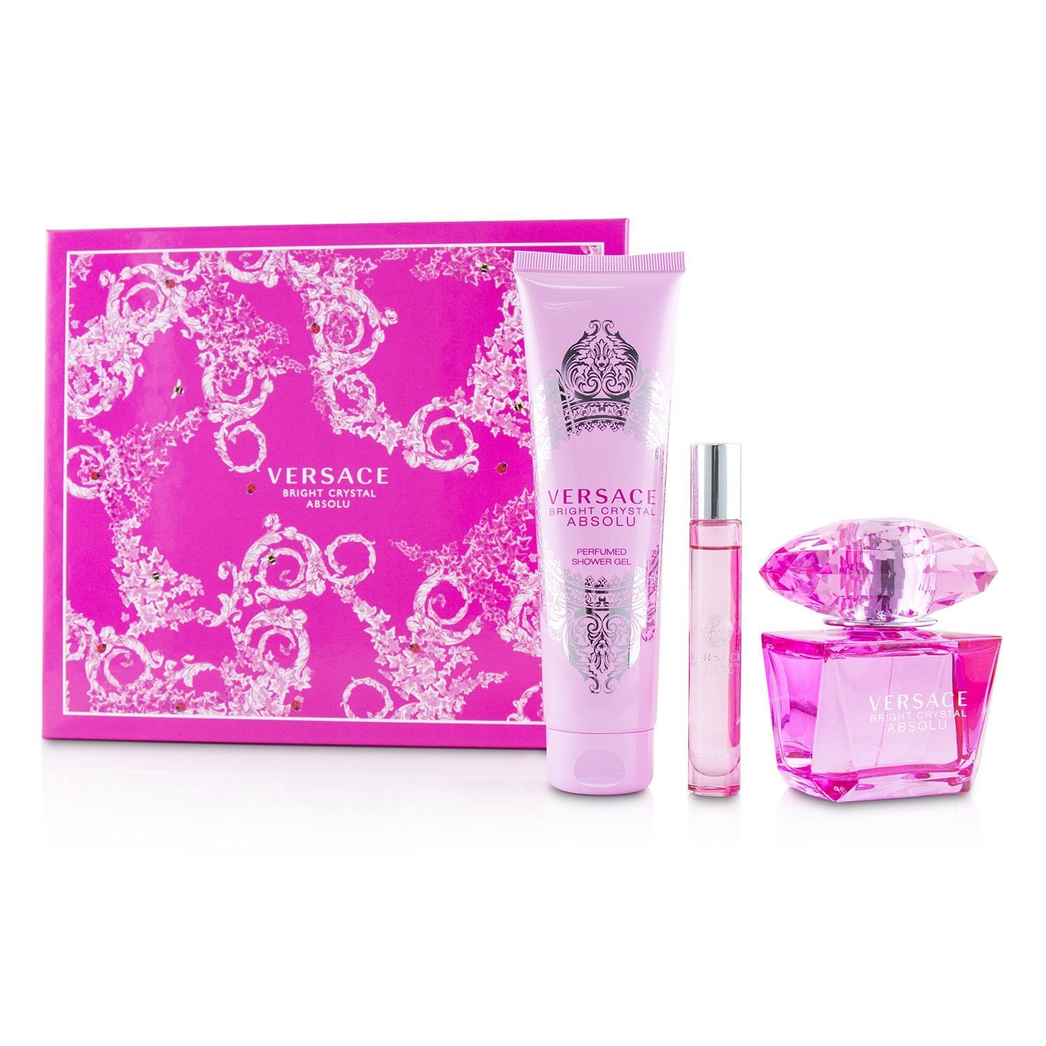 Versace Bright Crystal Absolu Coffret: Eau De Parfum Spray 90ml/3oz + Perfumed Bath & Shower Gel 150m/5oz + Eau De Parfum Roller Ball 10ml/0.3oz 3pcs