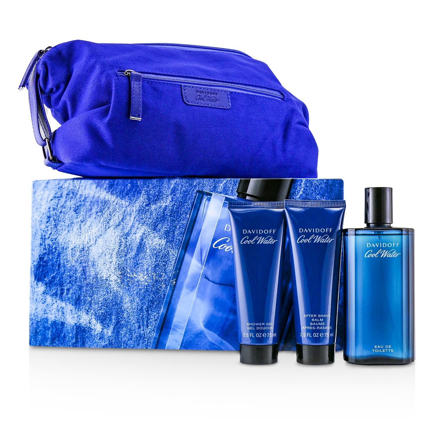 Davidoff Coolwater Coffret: Eau De Toilette Spray 125ml/4.2oz + After Shave Balm 75ml/2.5oz + Shower Gel 75ml/2.5oz + Navy Toilet Bag 3pcs+Bag