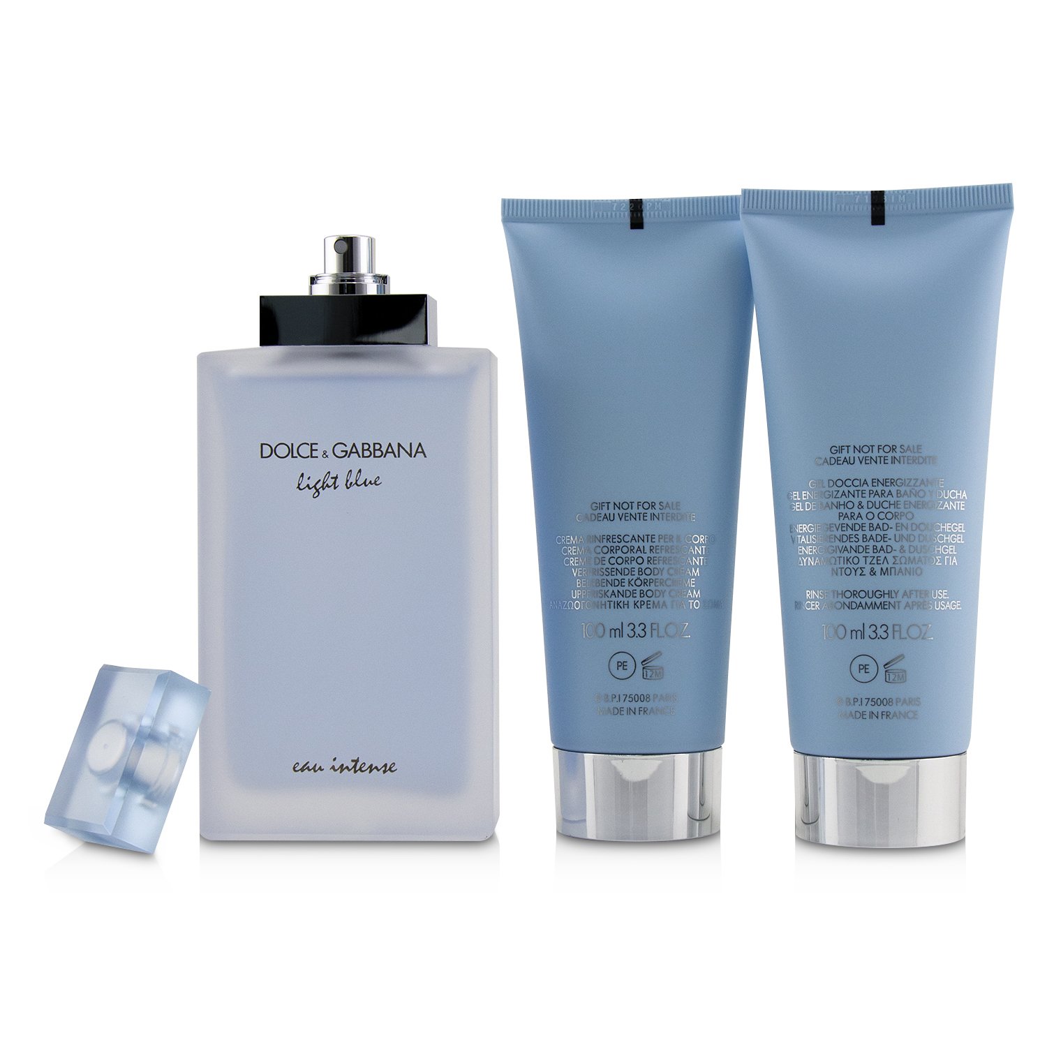 Dolce & Gabbana Light Blue Eau Intense Coffret: Eau De Parfum Spray 100ml/3.3oz + Refreshing Body Cream 100ml/3.3oz + Energy Body Bath & Shower Gel 100ml/3.3oz 3pcs