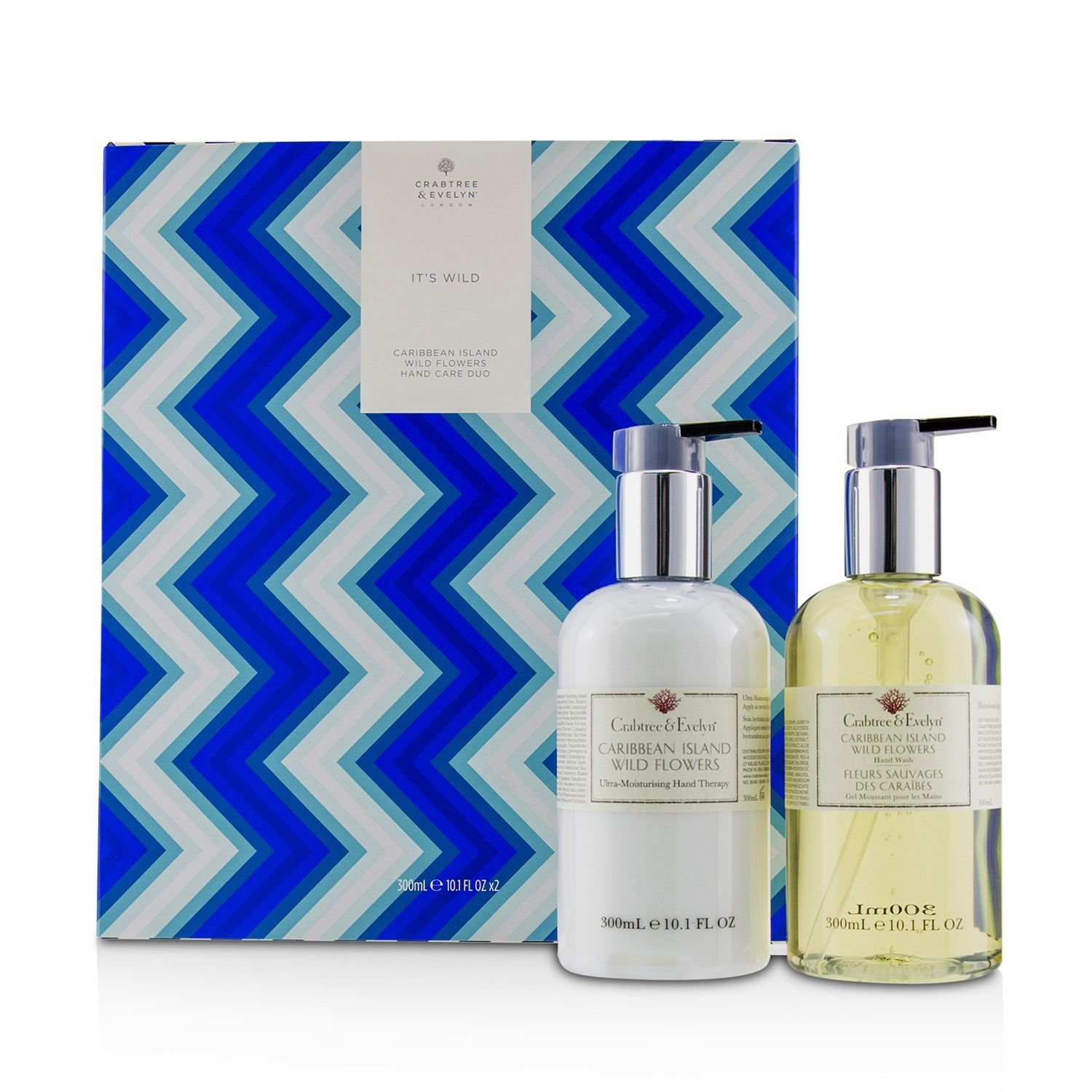 Crabtree & Evelyn ثنائية العناية بالعيون It's Wild Caribbean Island Wild Flowers: علاج فائق الترطيب لليدين 300مل + غسول لليدين 300مل 2pcs