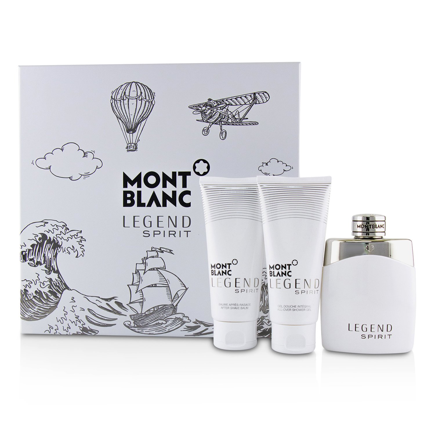 Montblanc مجموعة Legend Spirit: ماء تواليت سبراي 100مل/3.3 أوقية + بلسم بعد الحلاقة 100مل/3.3 أوقية + جل دش شامل 100مل/3.3 أوقية 3pcs