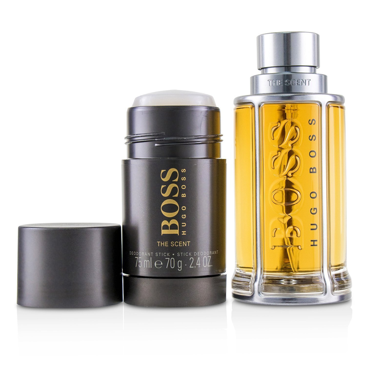 Hugo Boss مجموعة The Scent: ماء تواليت سبراي 100مل/3.3 أوقية + إصبع مزيل تعرق 75مل/2.4 أوقية 2pcs