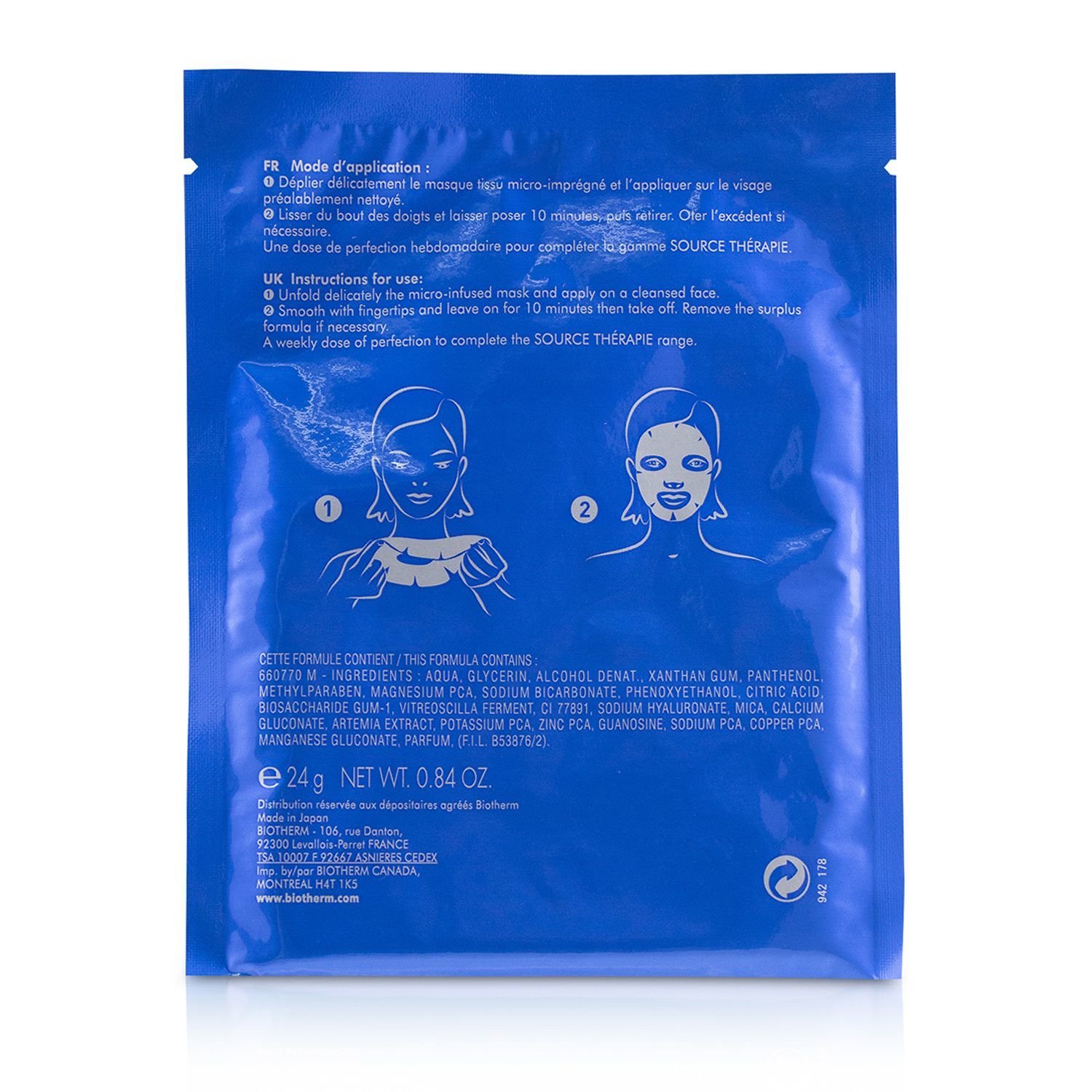 Biotherm Source Therapie Revitalizing Micro-Infused Tissue Mask Skin Perfection Catalyzer 6x24g