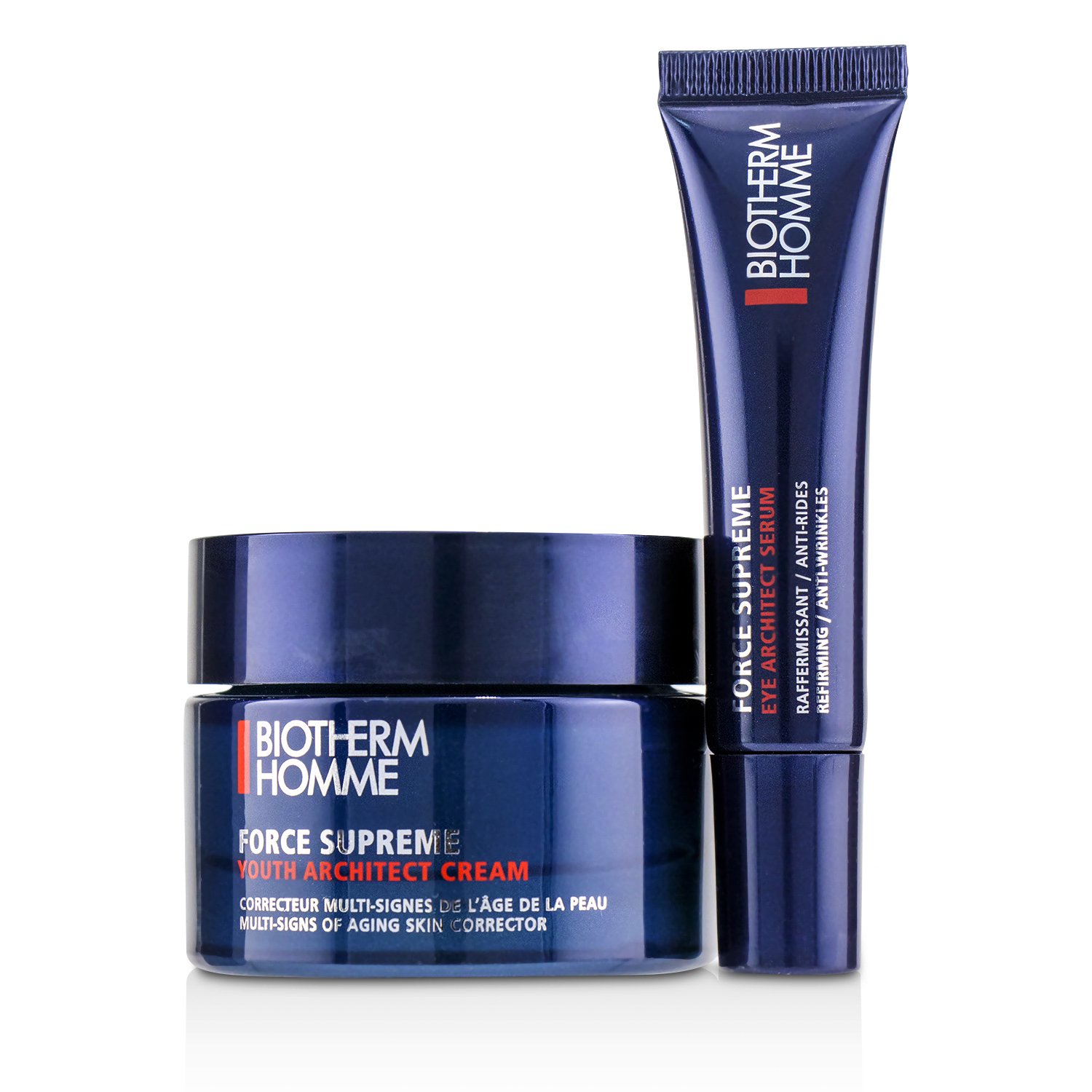 Biotherm Homme Force Supreme Anti-Aging Power Duo Set: Youth Architect Cream 50ml + Eye Architect Serum 15ml 2pcs