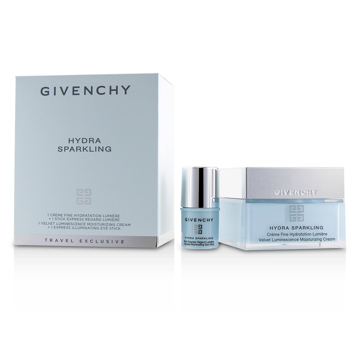 Givenchy Hydra Sparkling Travel Set: Velvet Luminescence Moisturizing Cream, Express Illuminating Eye Stick 2pcs