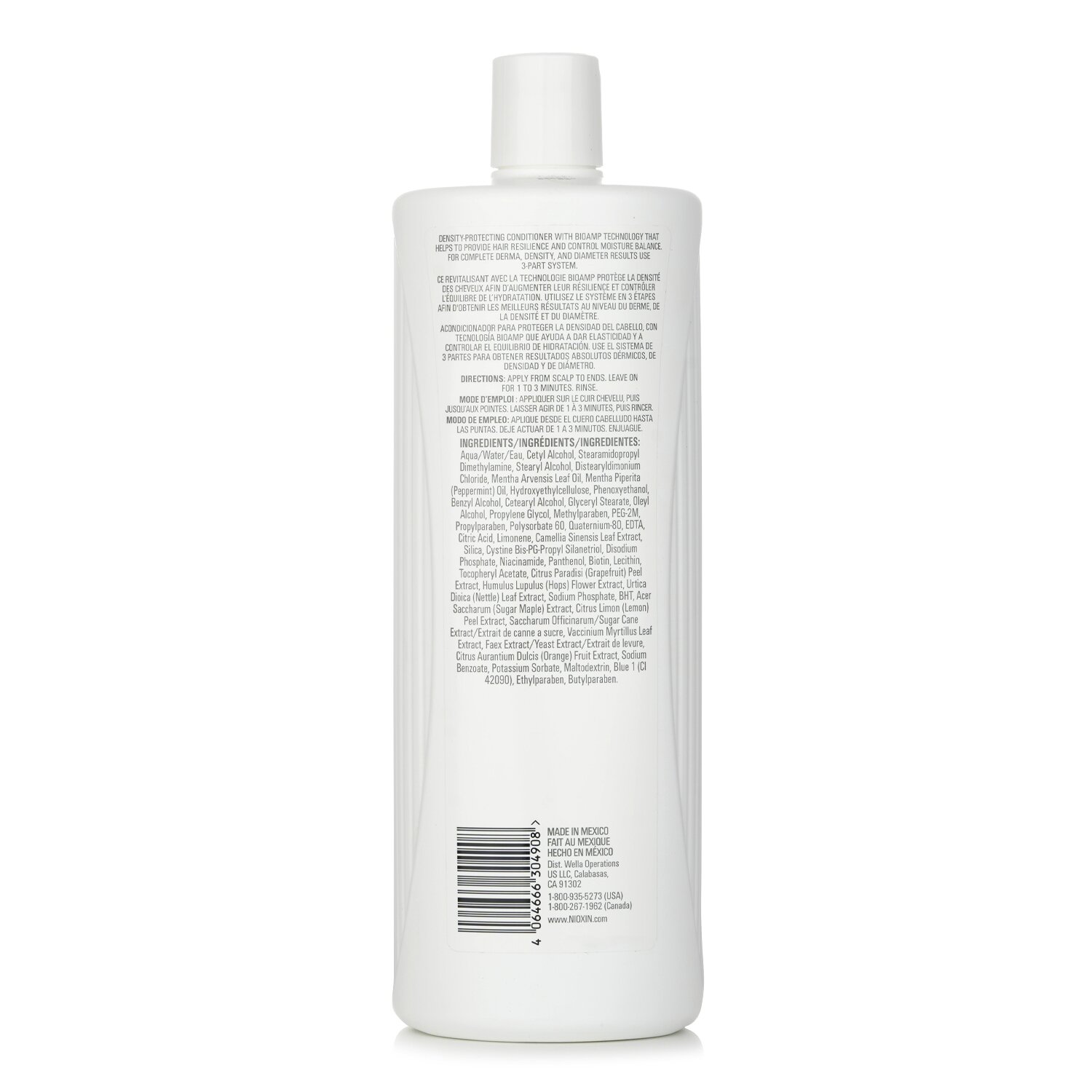 Nioxin Density System 1 Acondicionador Terapia de Cuero Cabelludo (Cabello Natural, Adelgazante Ligero) 1000ml/33.8oz