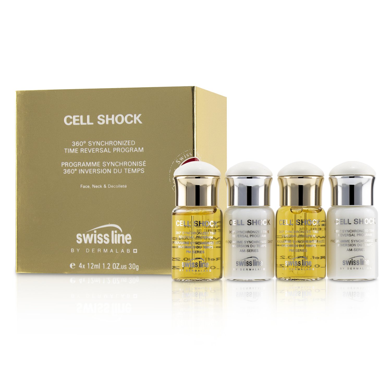 Swissline Cell Shock 360 Synchronized Time Reversal Program (For Face & Neck) 4x12ml