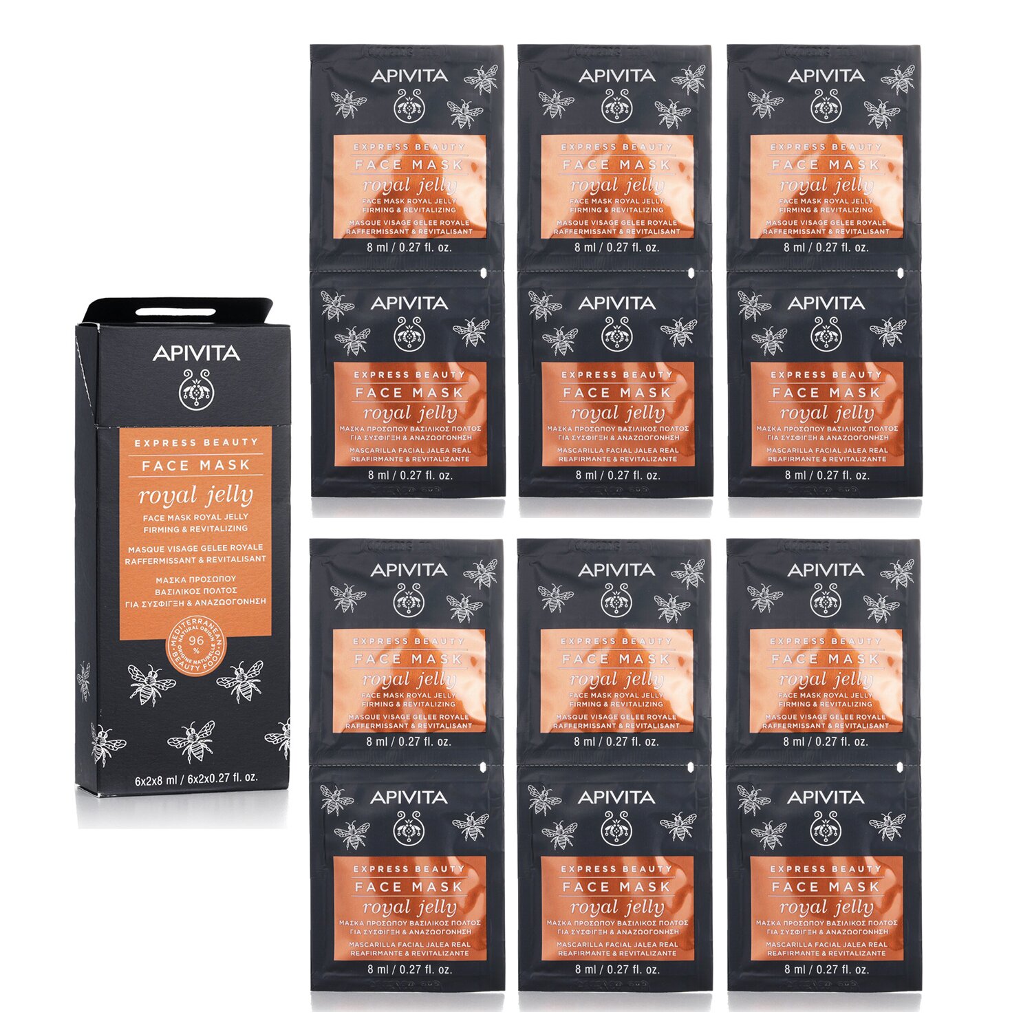 Apivita Express Beauty Face Mask with Royal Jelly (Firming & Revitalizing) 6x(2x8ml)