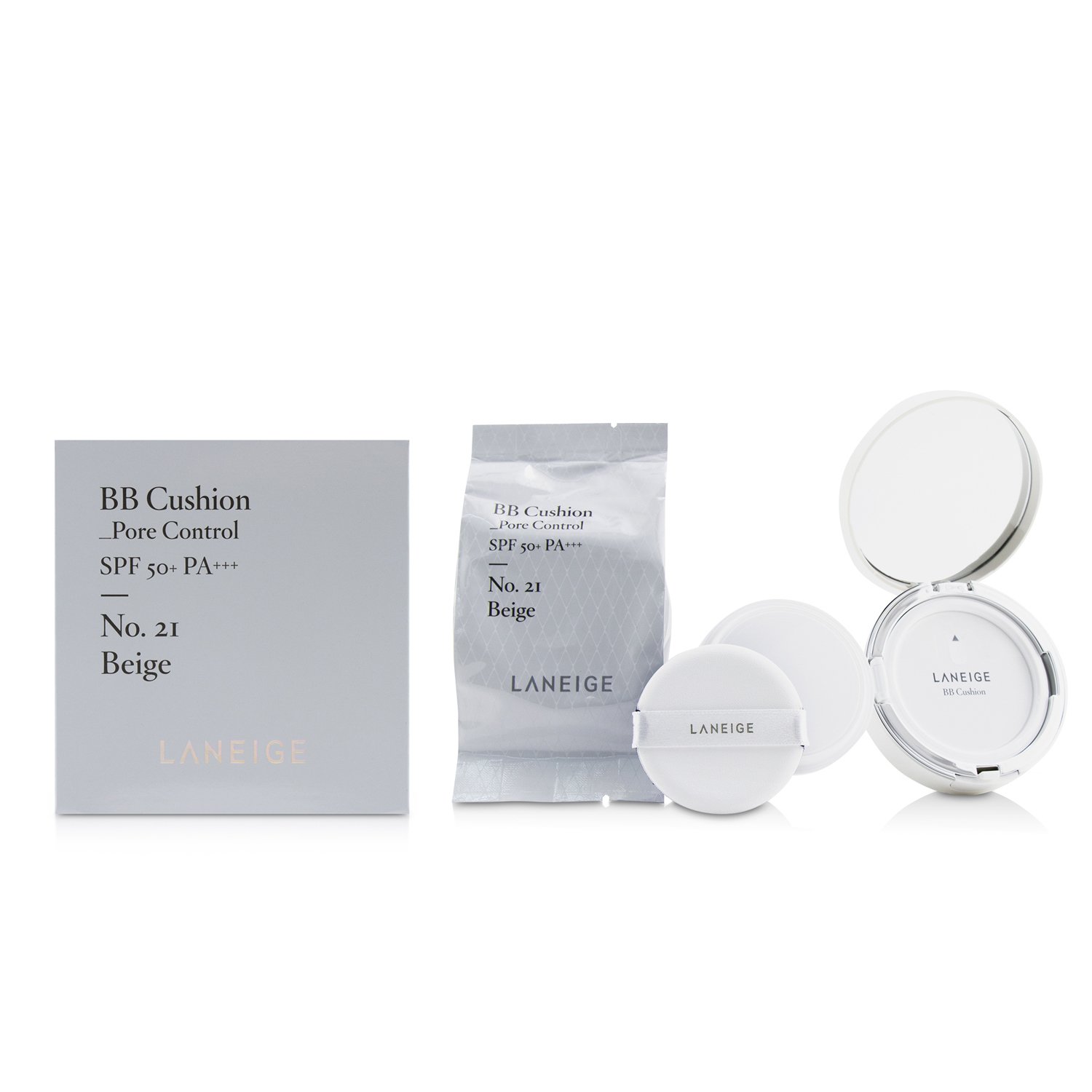 Laneige BB Cushion Foundation (Pore Control) SPF 50 With Extra Refill 2x15g/0.5oz