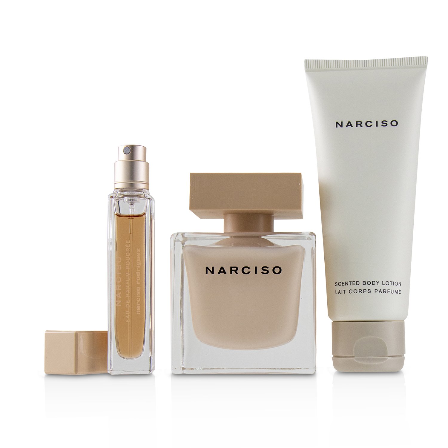 Narciso Rodriguez Narciso Poudree Coffret: Eau De Parfum Spray 90ml/3oz + Scented Body Lotion 75ml/2.5oz +Eau De Parfum Purse Spray 10ml/0.33oz 3pcs