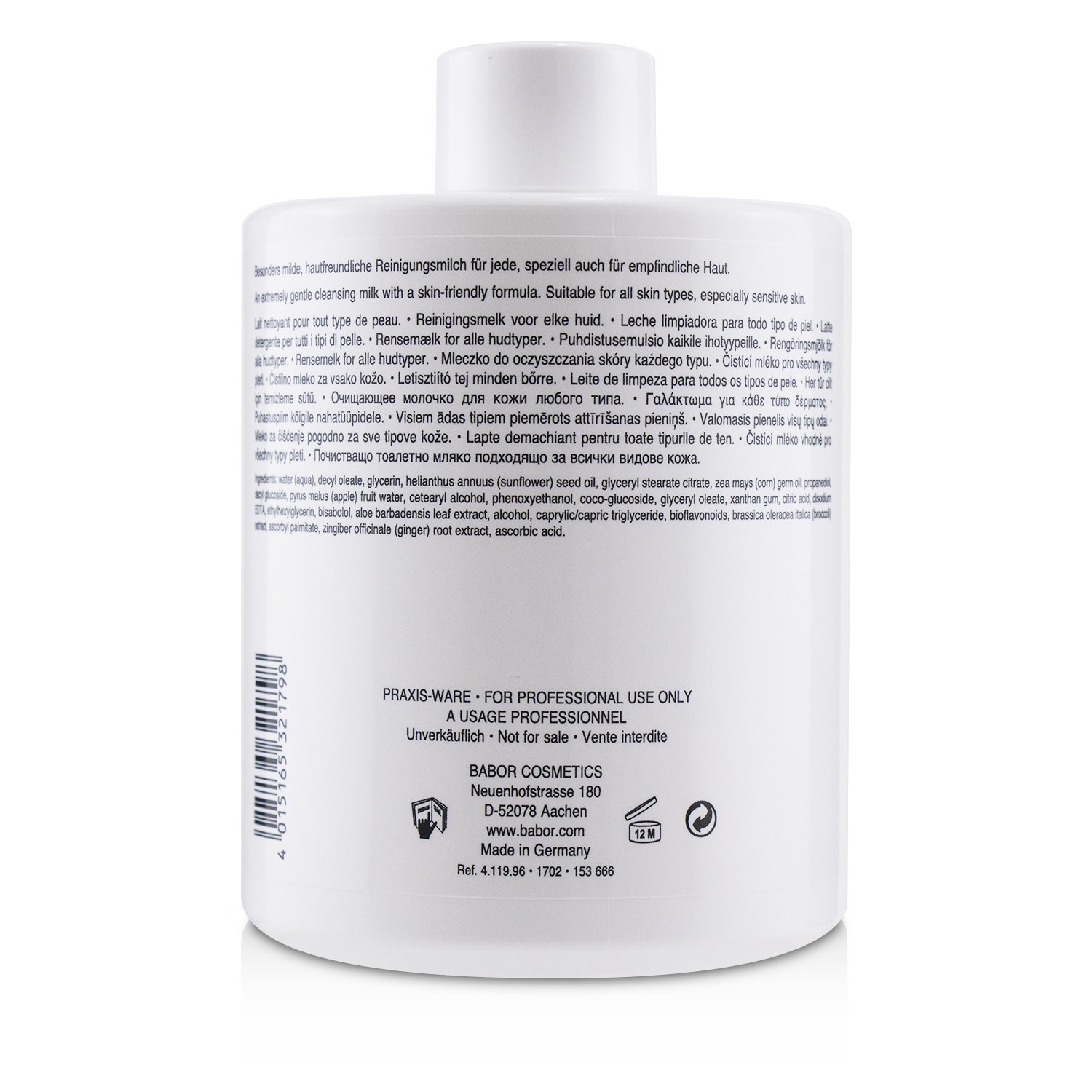 Babor CLEANSING Gentle Cleansing Milk - For All Skin Types, Especially Sensitive Skin (Salon Size) 500ml/16.7oz