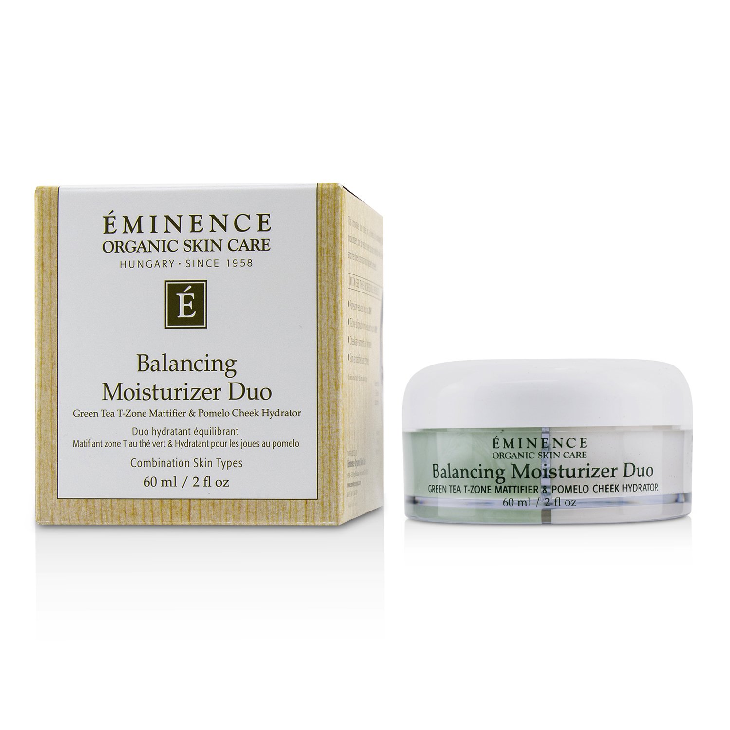 Eminence Balancing Moisturizer Duo: Green Tea T-Zone Mattifier & Pomelo Cheek Hydrator - For Combination Skin Types 60ml/2oz