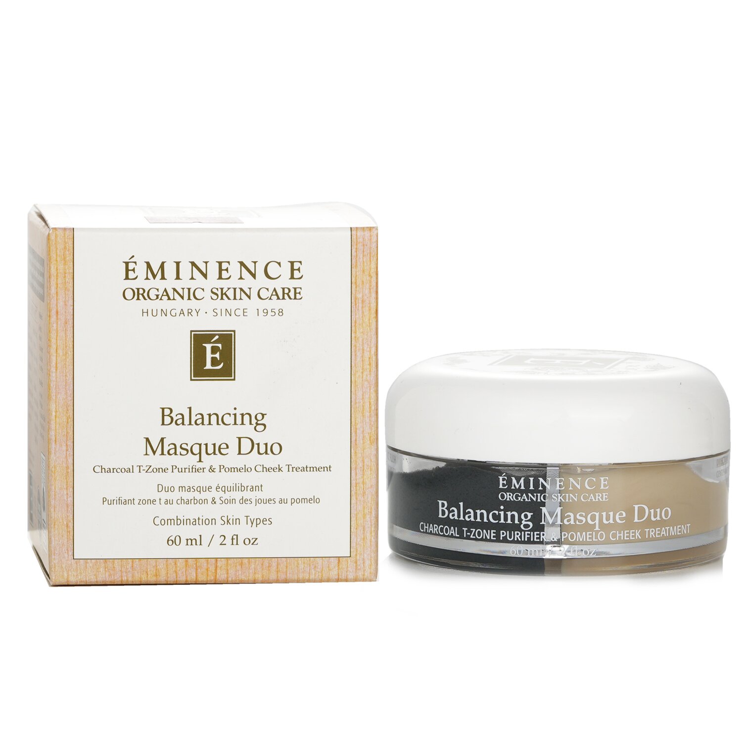 Eminence Balancing Masque Duo: пречиствател на Т-зоната с въглен и третиране на бузи с помело - за комбиниран тип кожа 60ml/2oz