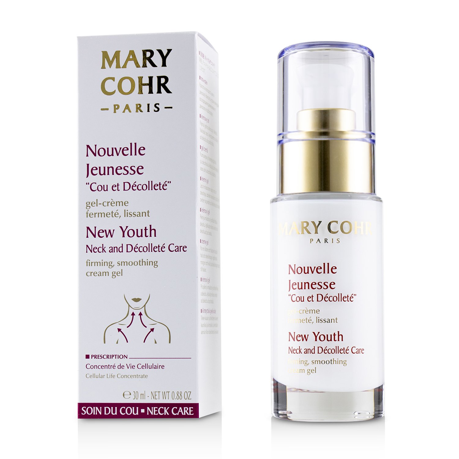 Mary Cohr Żel-krem do twarzy New Youth Neck & Decollete Care Firming, Smoothing Cream Gel 30ml/0.88oz